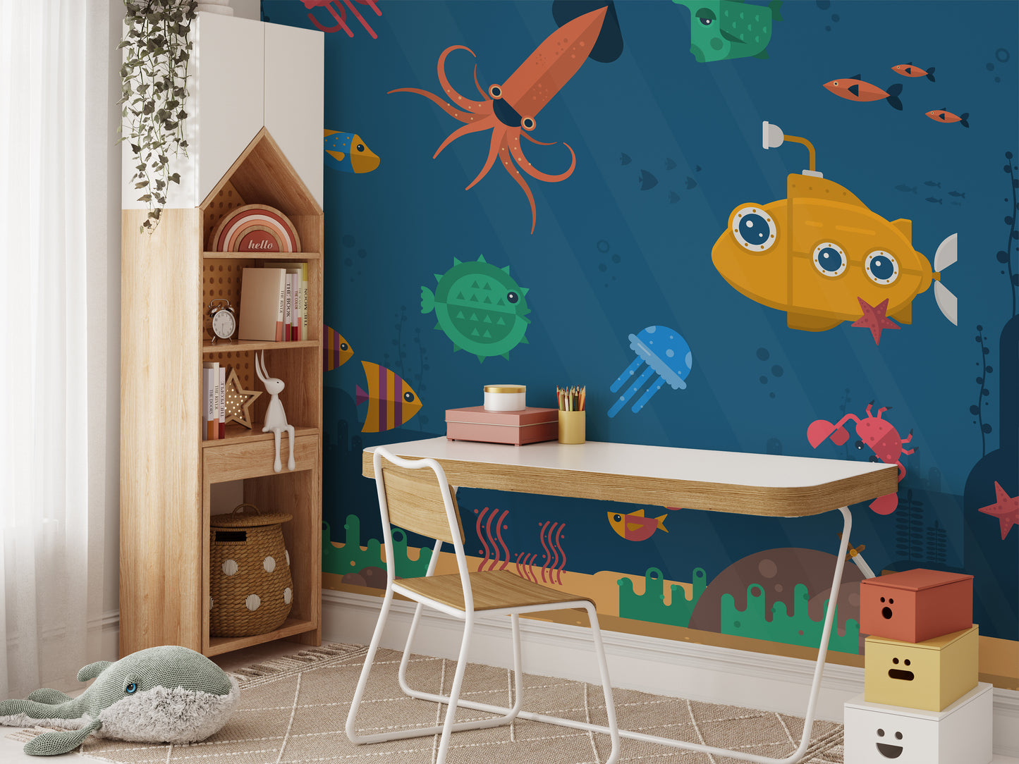 Sea Fishes & Submarine Wallpaper Murals