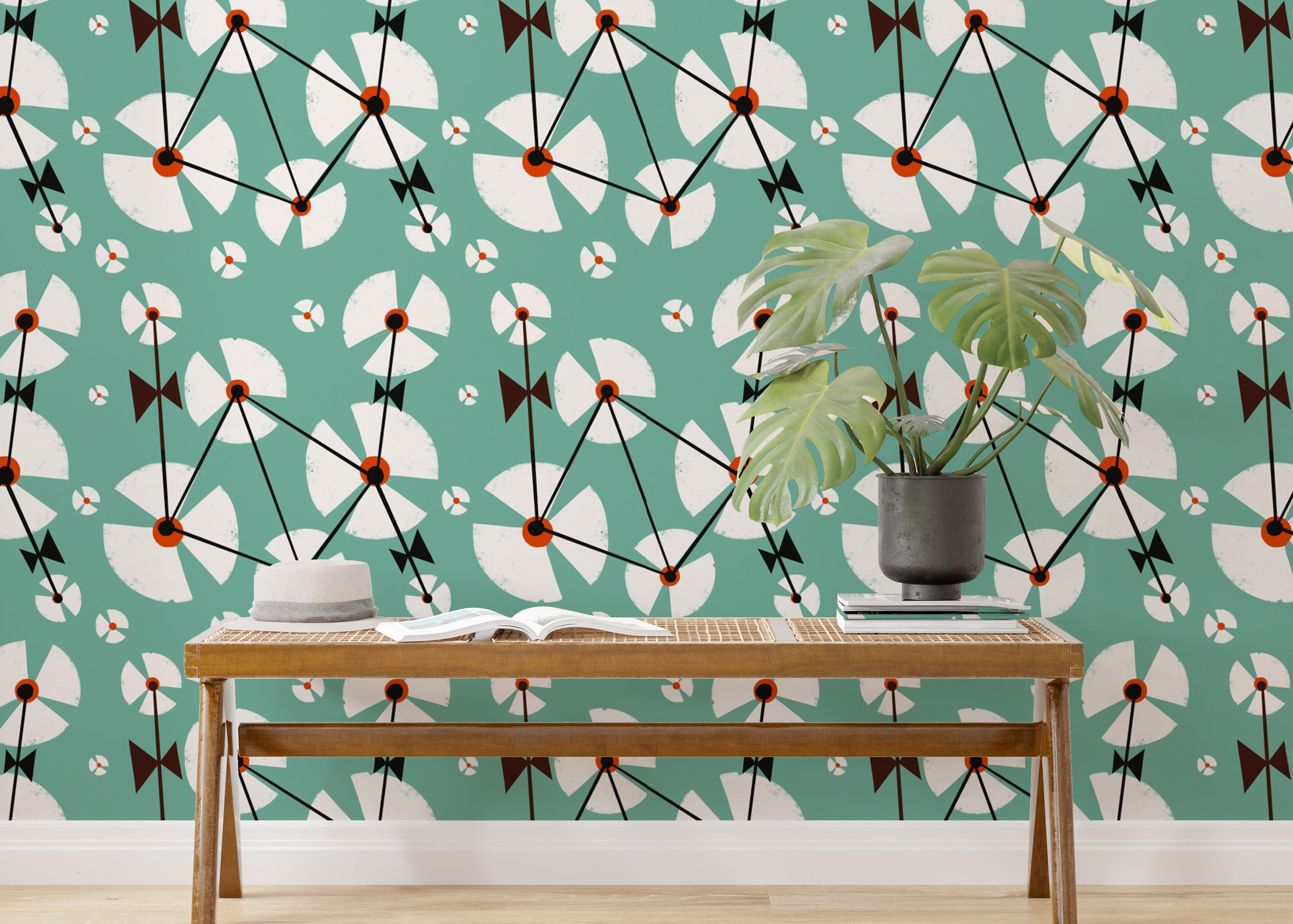 Calming Wild Dandelion Blue Repeat Pattern Wallpaper