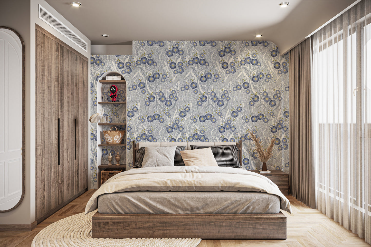 Chic Nordic petals wallpaper for renters