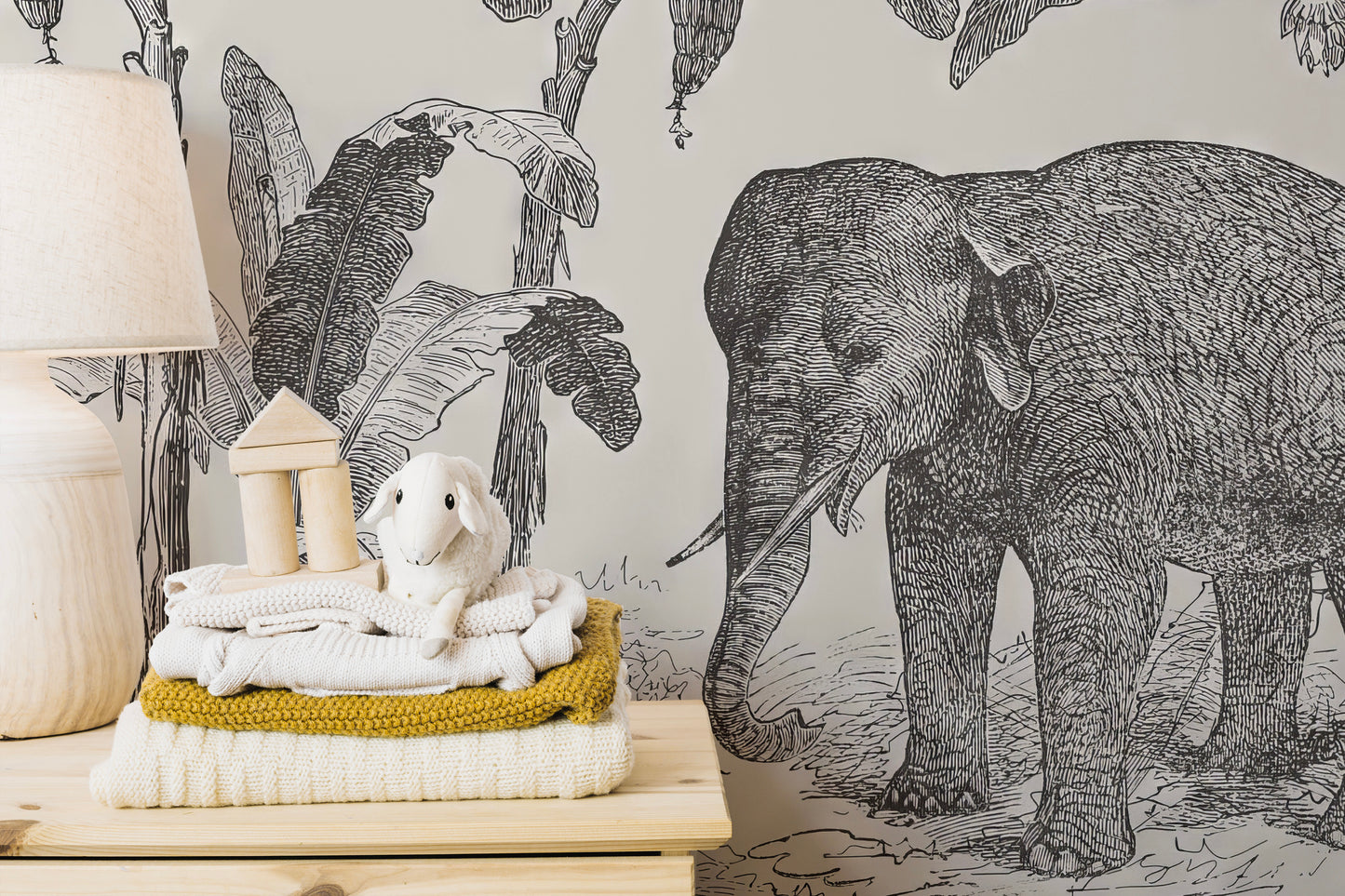 Vintage Elephant Wallpaper Mural - Giffywalls