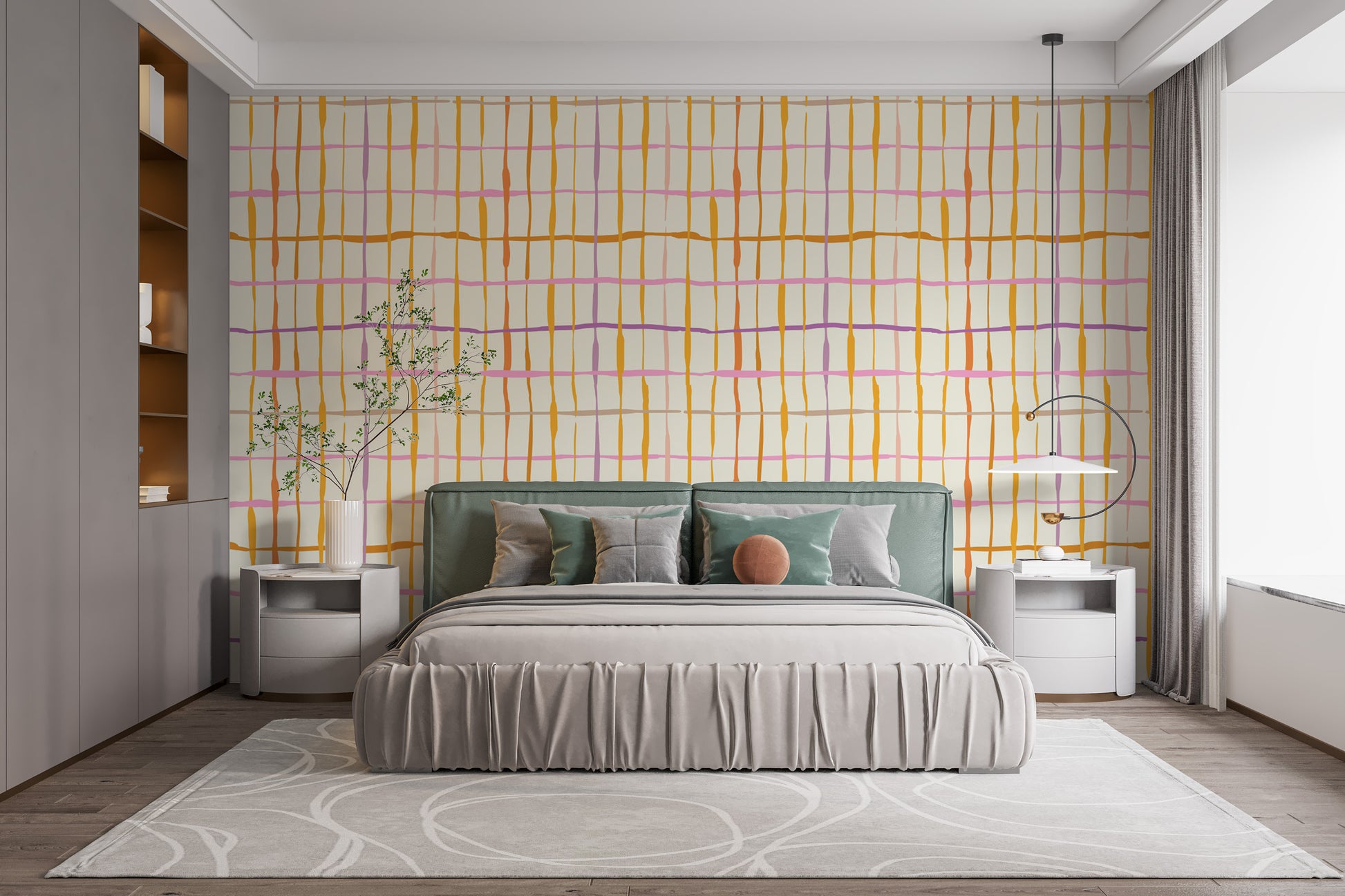 Lively retro lines wallpaper for a playful interior style
