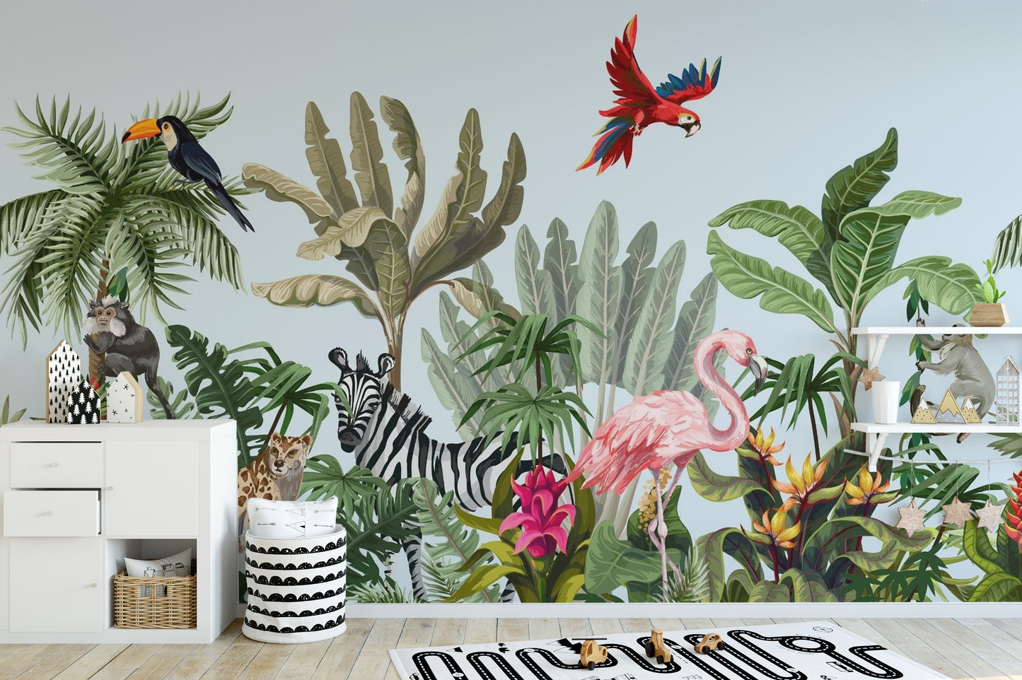 Tropical Animals & Birds Wallpaper Mural