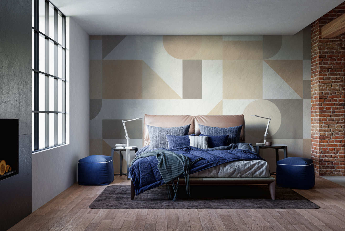 Minimalist wall decor with geometric shapes
