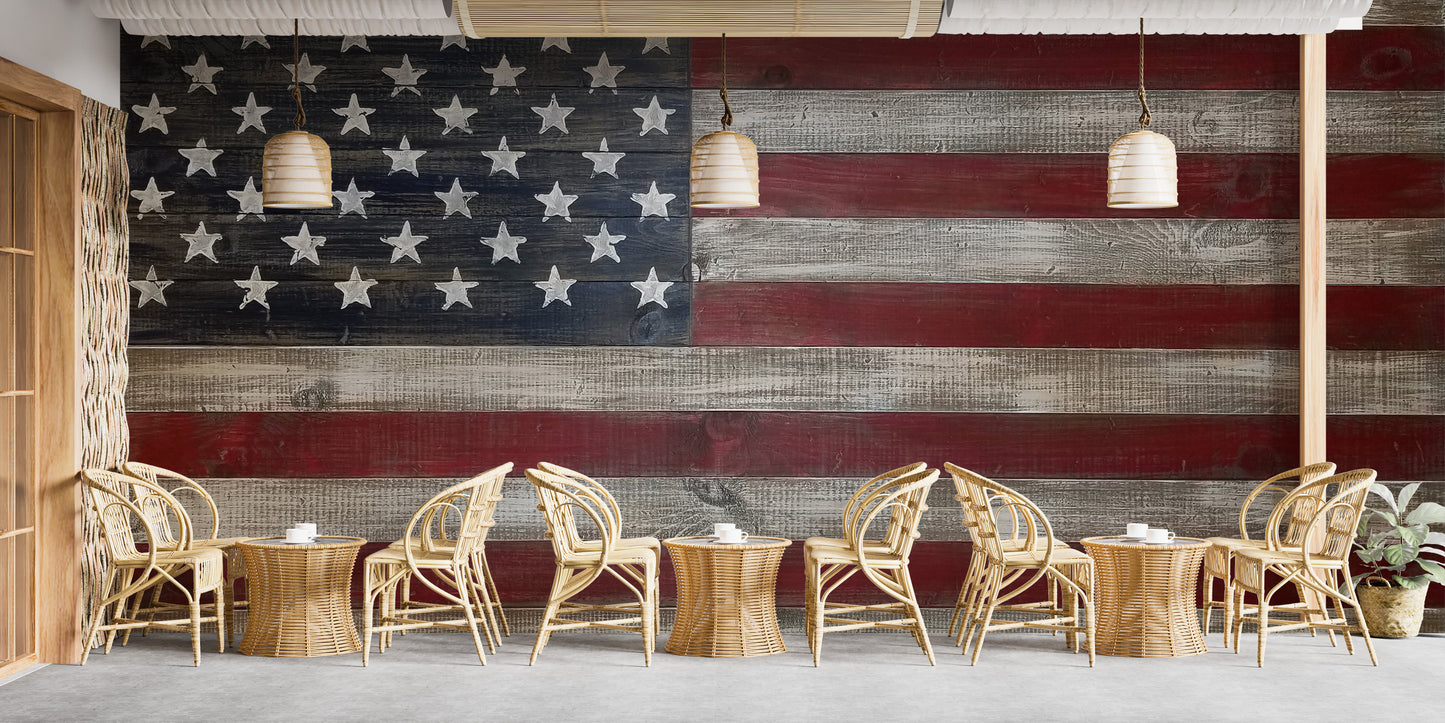 Warm tone flag mural wallpaper restaurant style
