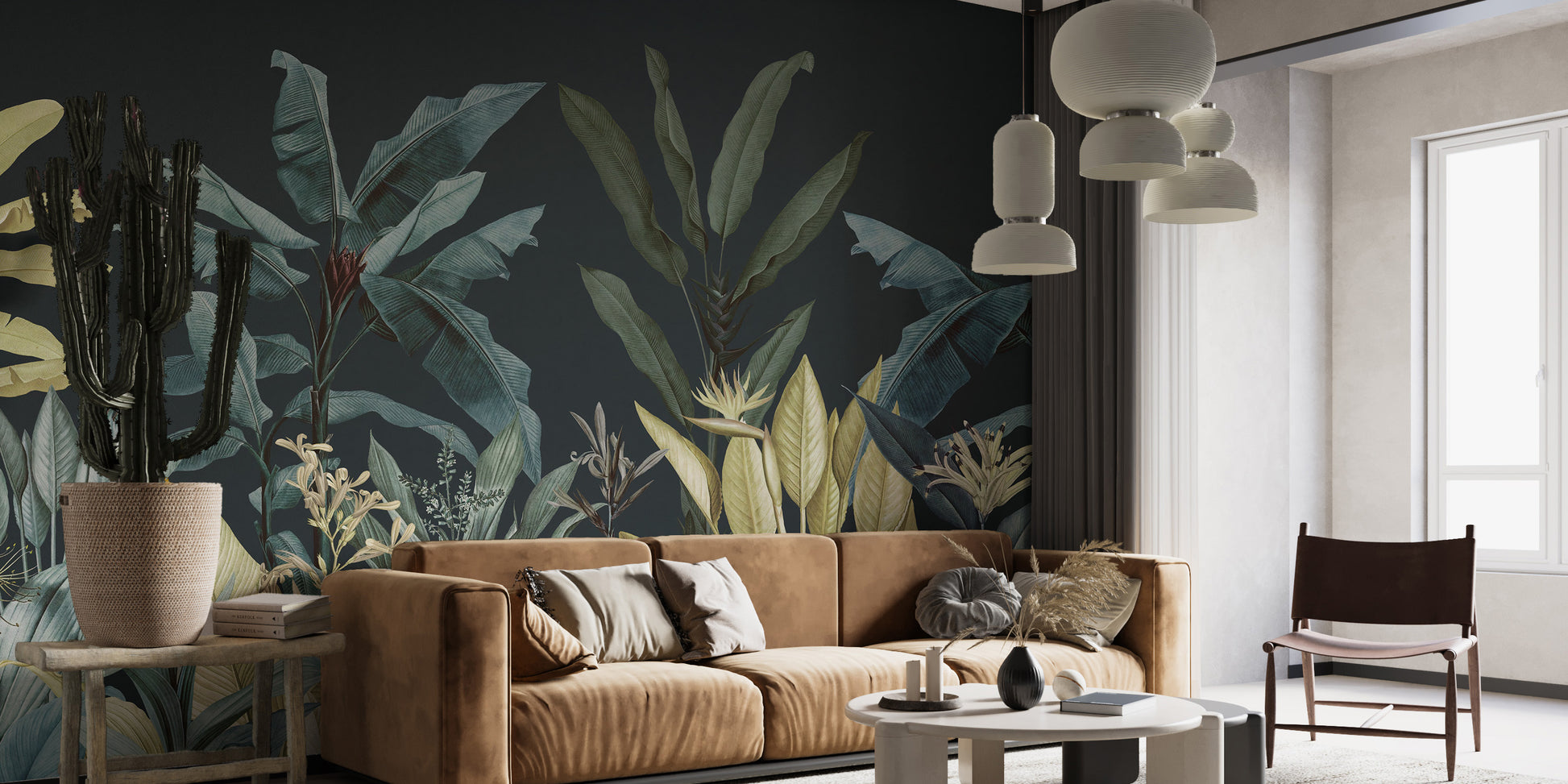 Dark Tropical Tree Mural Wallpaper
