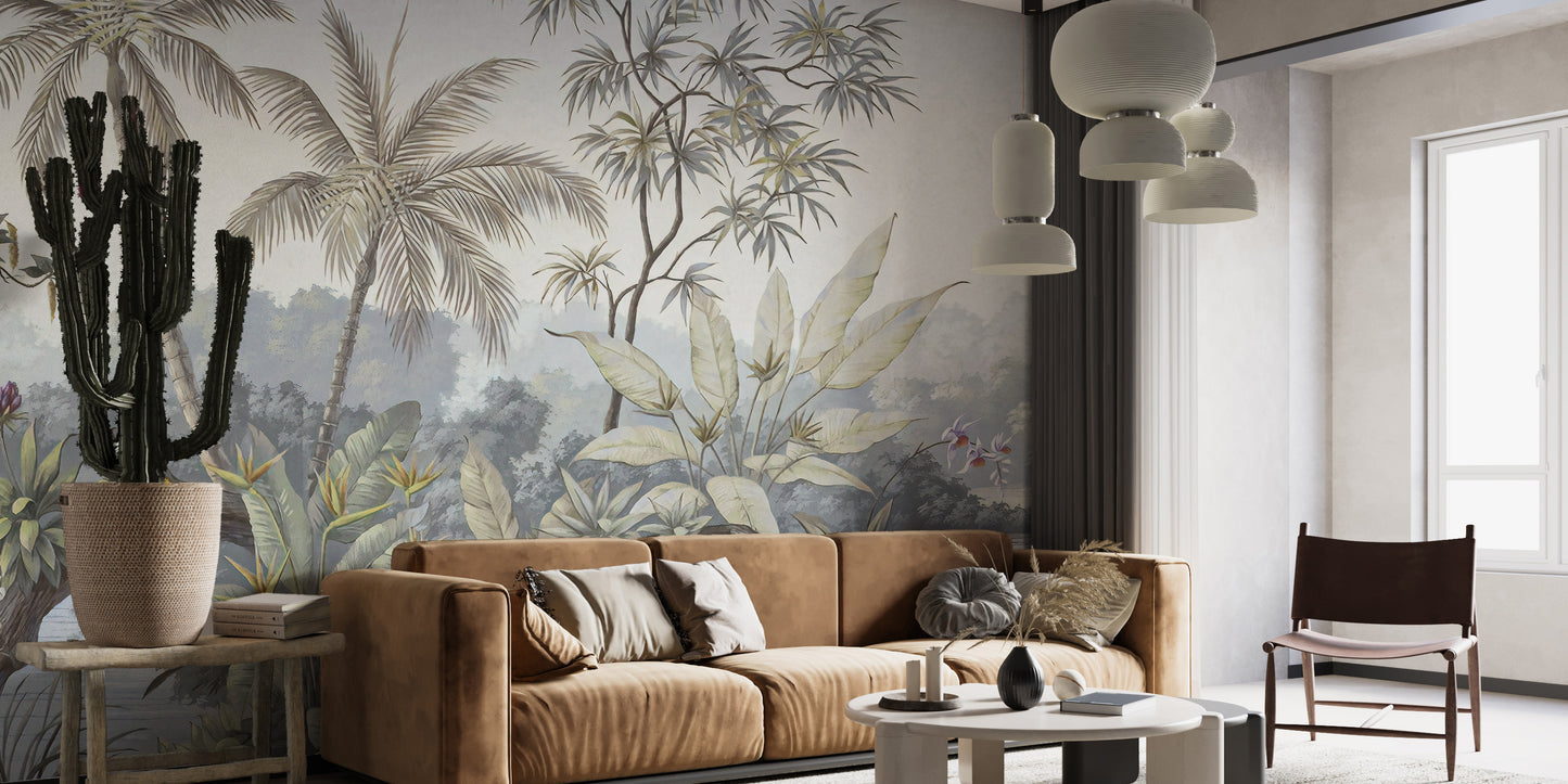 Tropical Trees Textured Wallpaper Murals