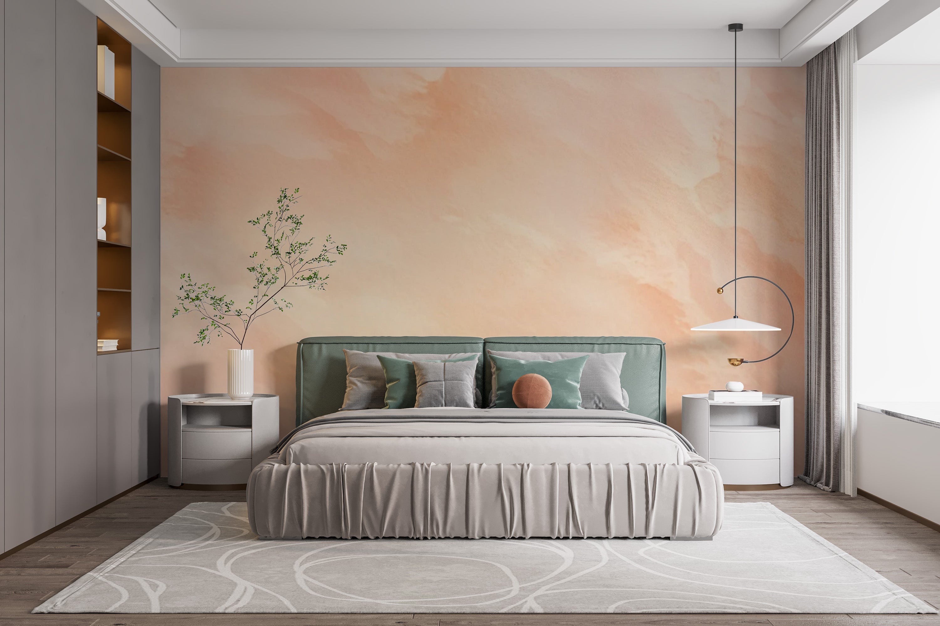 Elegant wall mural showcasing Pantone peach melody shades
