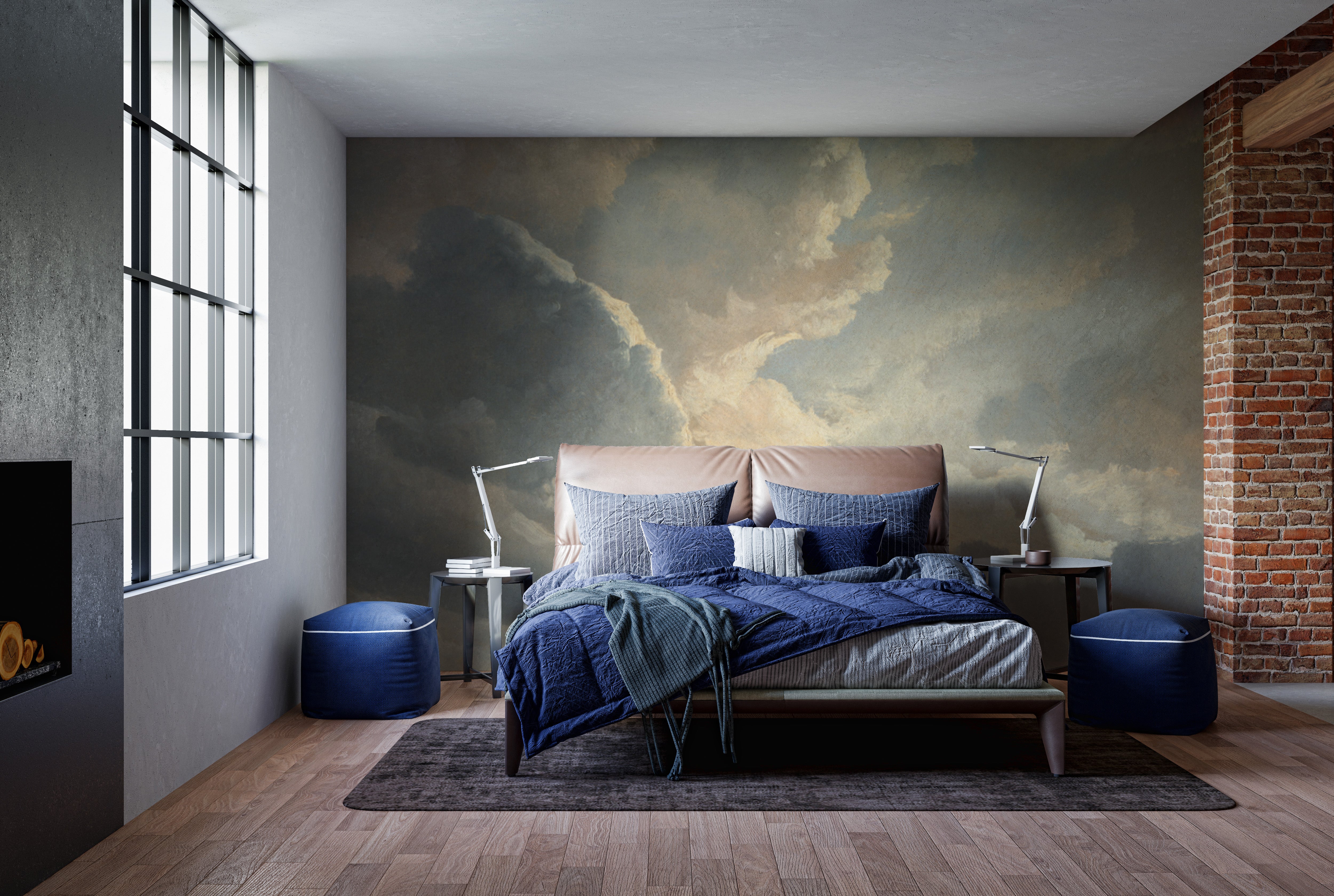 Realistic cloudscape painting wallpaper for walls
