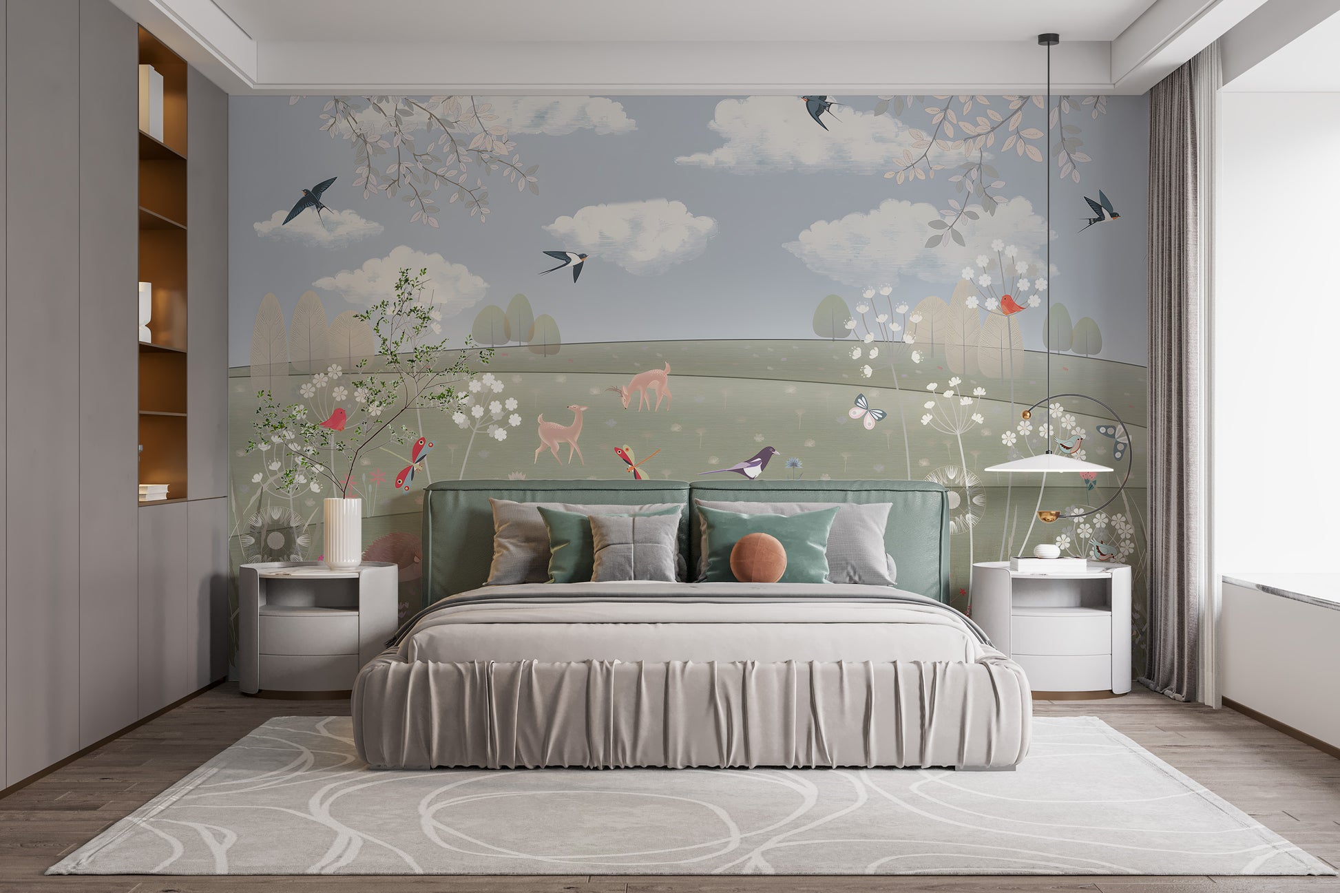 Countryside canopy mural adds charm to interiors with garden vibes
