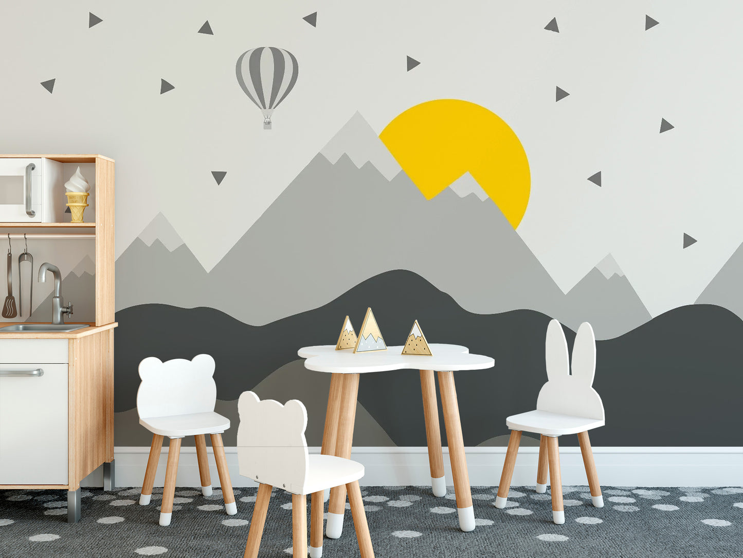 Dark Mountain with Stars in Sky Wallpaper Murals