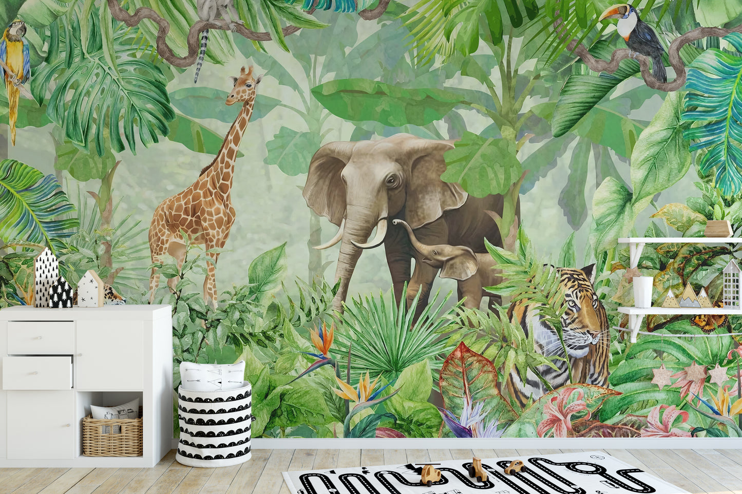 Wildlife Forest Green Color Wallpaper Murals