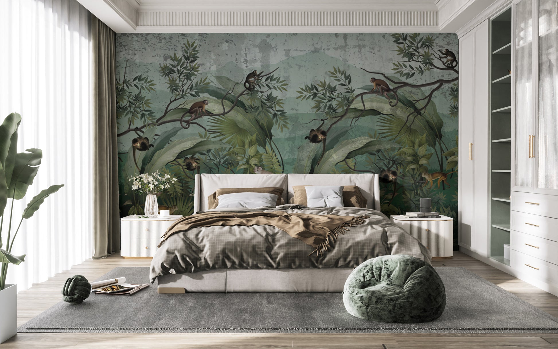 Hand-painted monkey-themed wall decor for nature lovers
