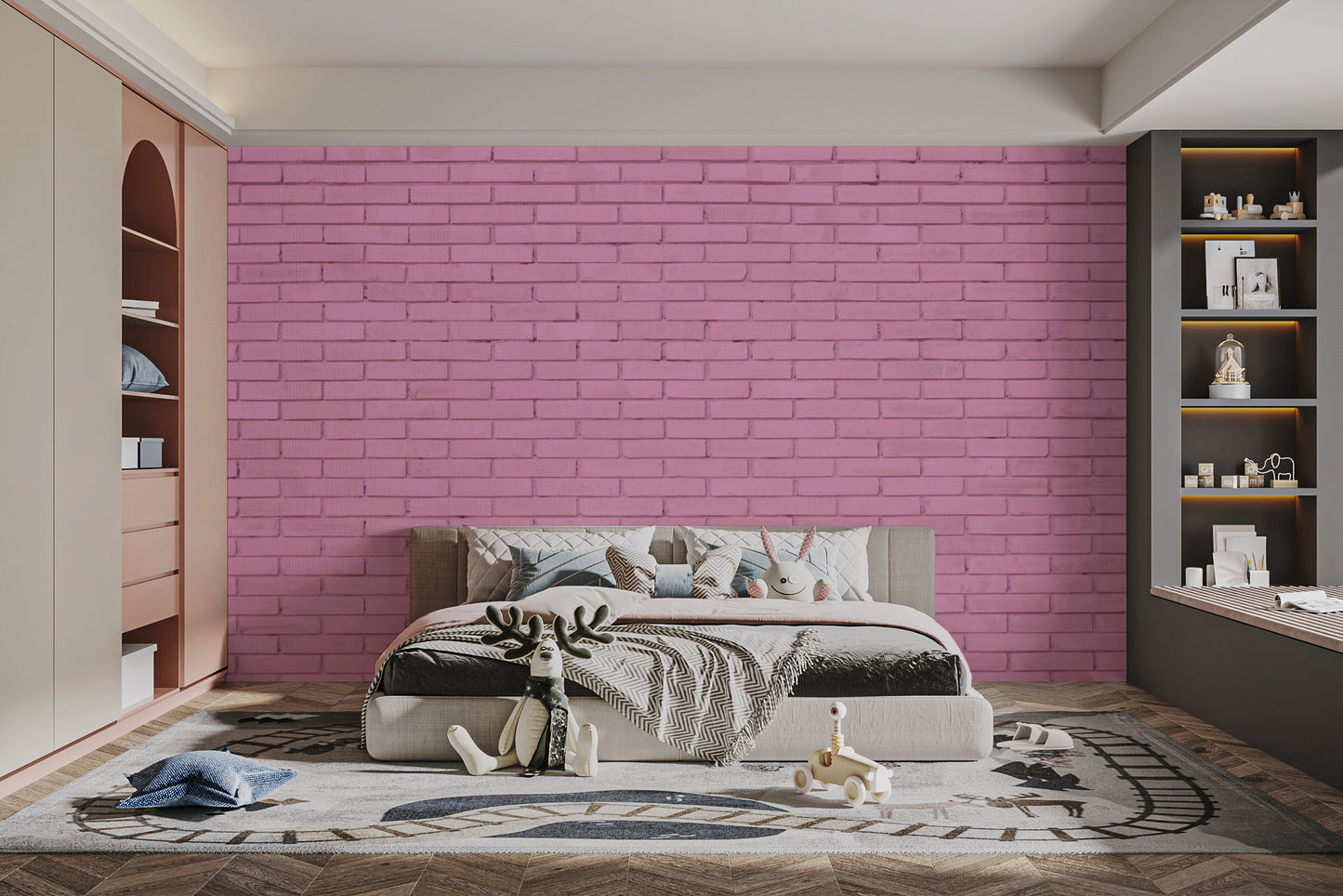 Pink Brick Wallpaper Mural