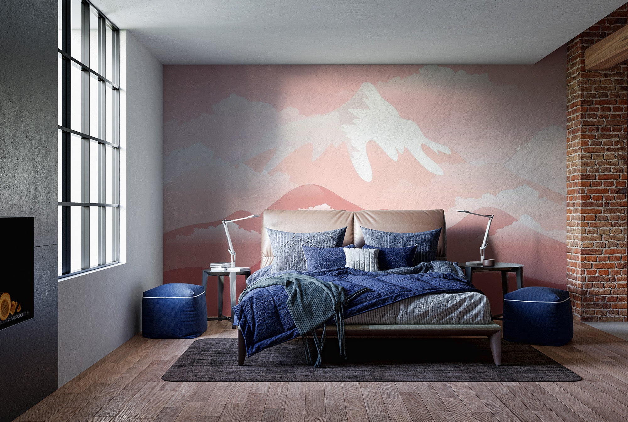 Pink Mountain Wallpaper Mural for Walls