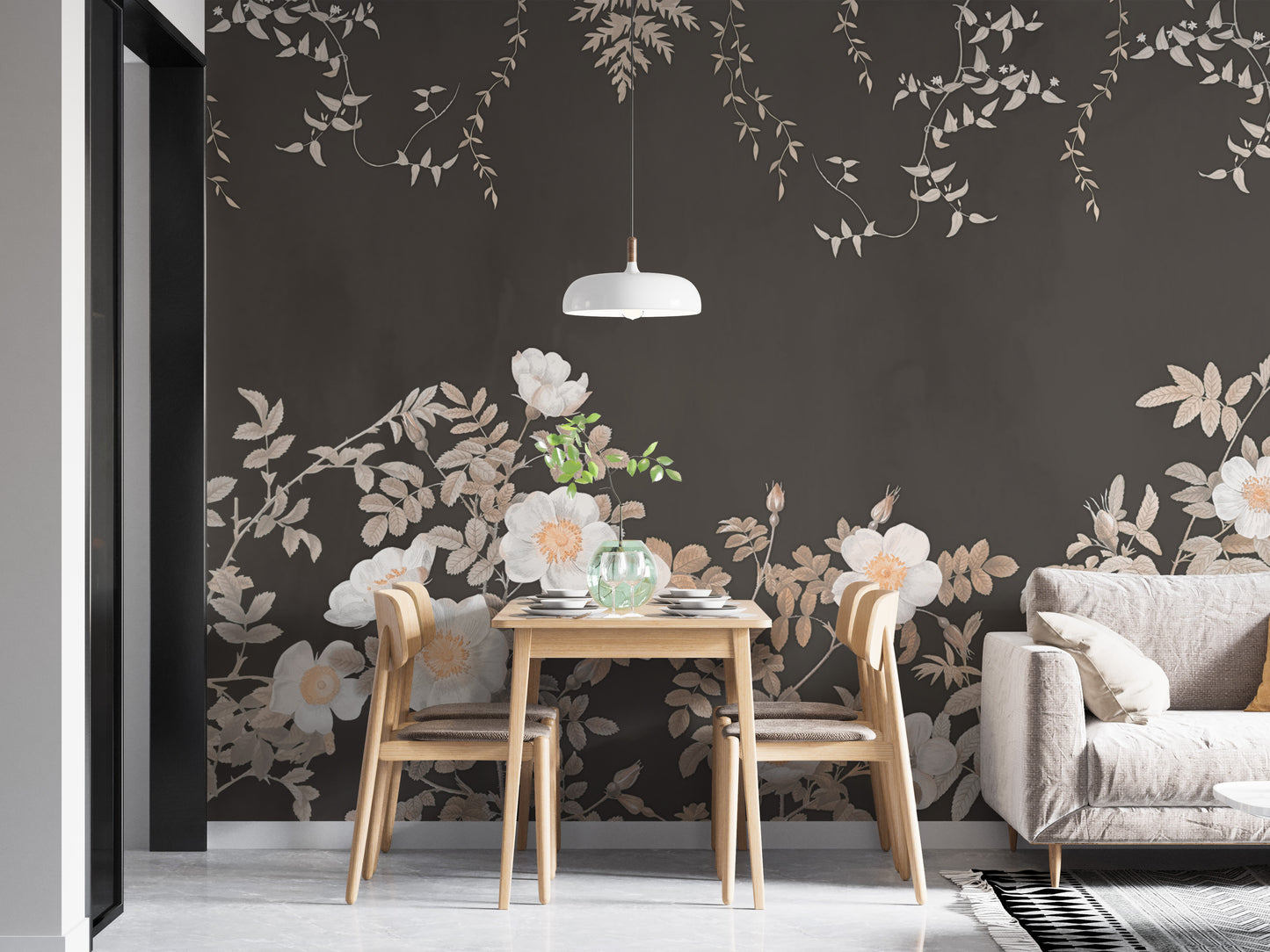 Copper Petal Noir Wall Mural with artistic flair