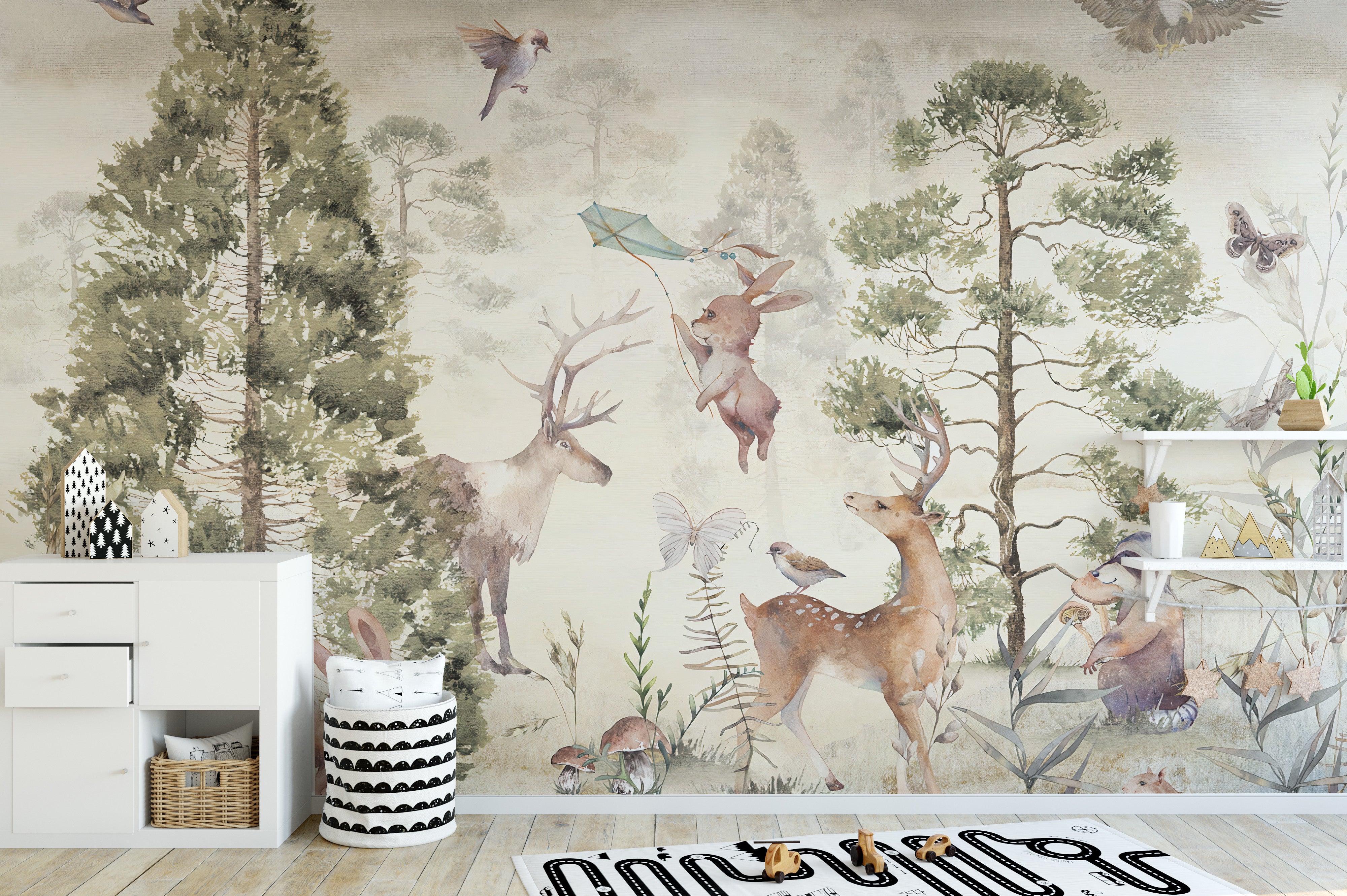 Nature-inspired graceful deer wall mural art
