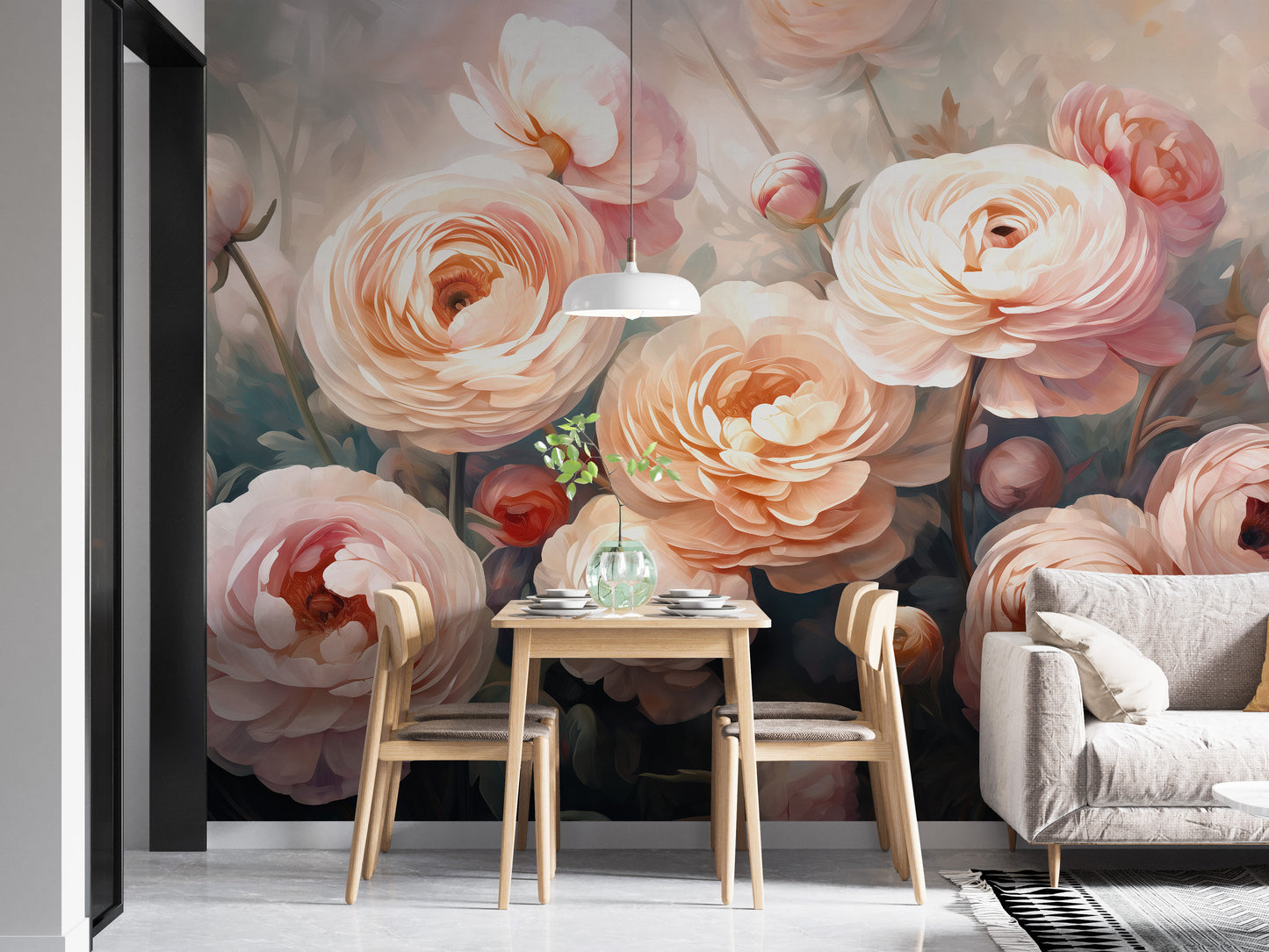 Ranunculus Pink Flower Wallpaper Mural