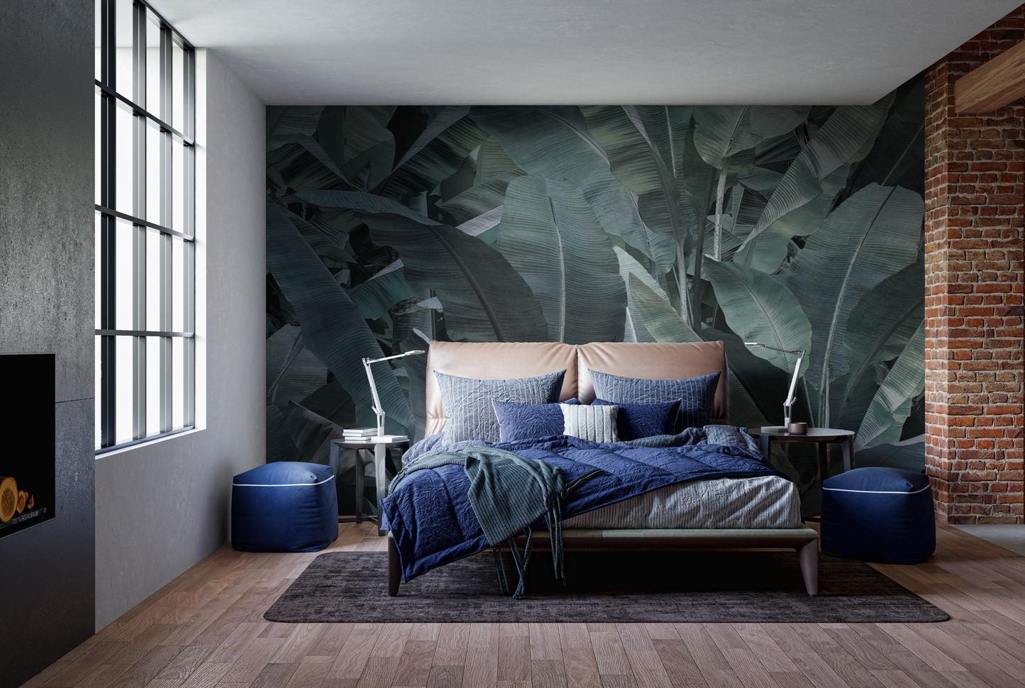 Modern botanical banana leaf mural for interiors
