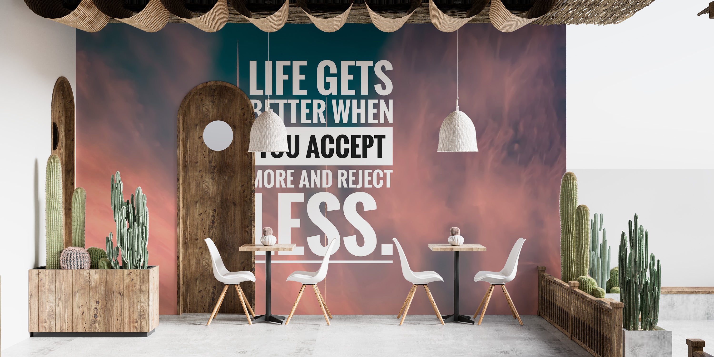 Beautiful sky-inspired quote wallpaper mural
