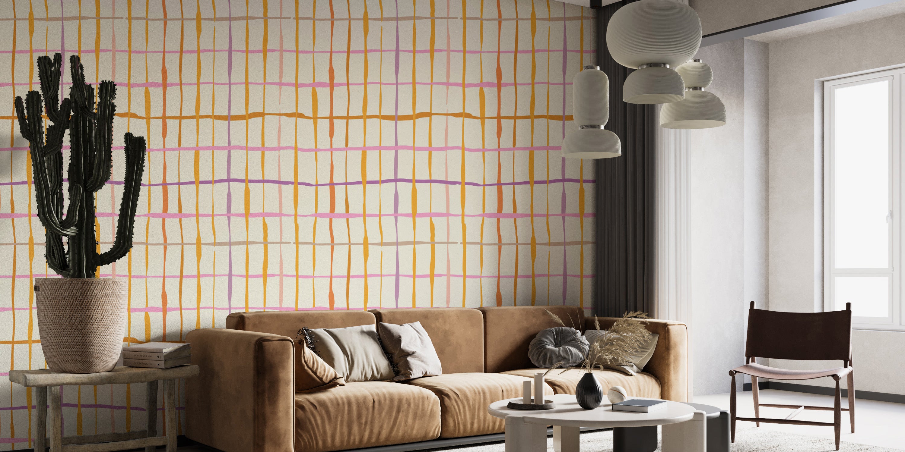 Bold retro lines design for a lively wall decor theme
