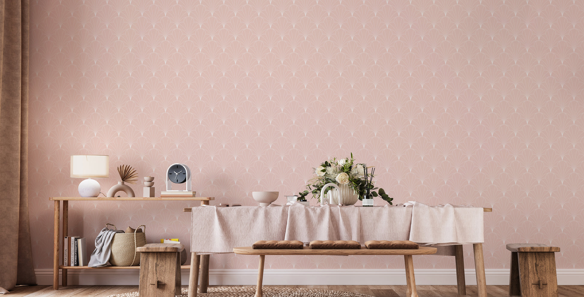 Modern pink wallpaper with a retro feel