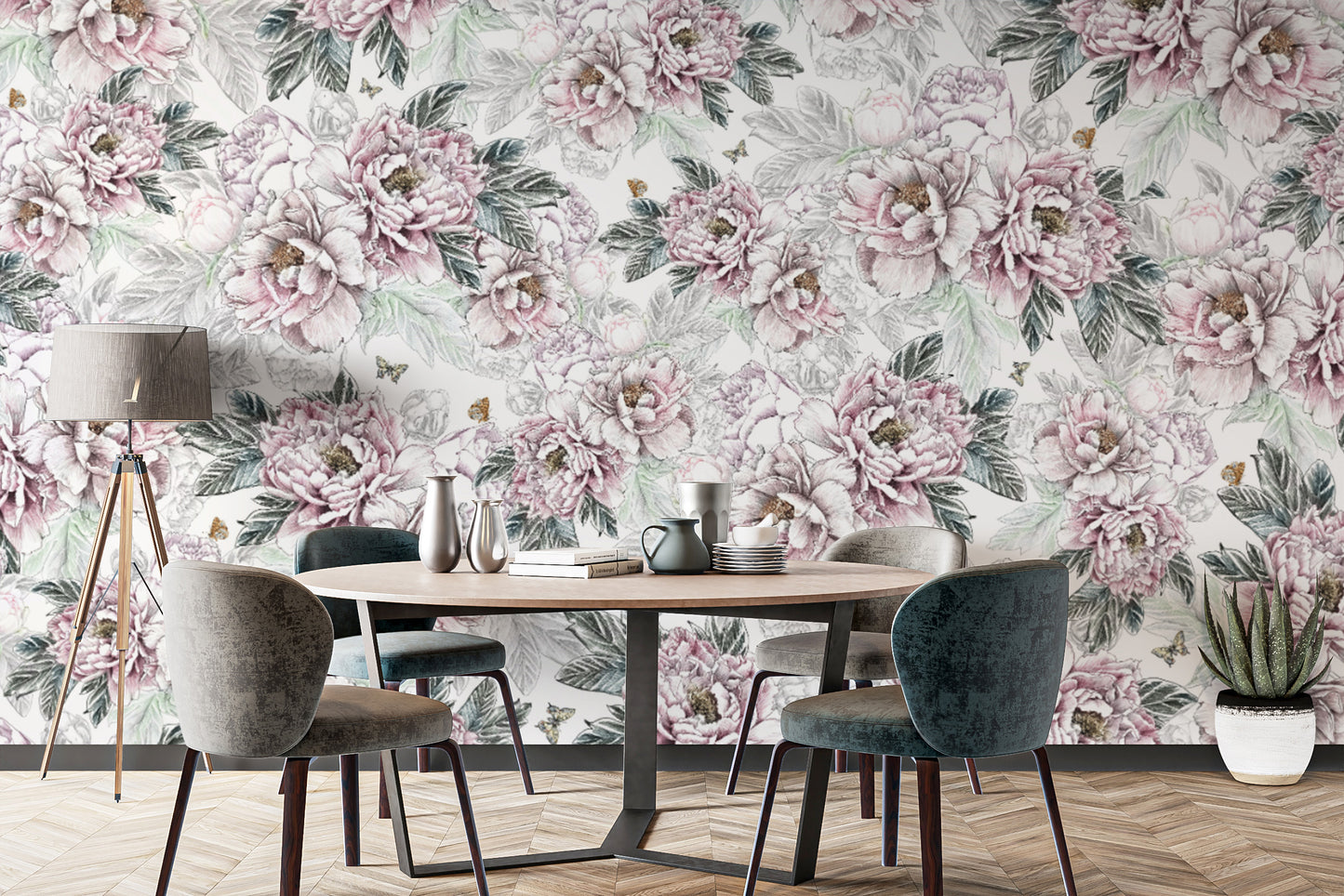 Vintage Peony Floral Wallpaper Mural