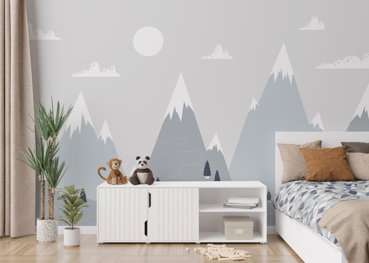 Trendy Scandinavian Mountain Wallpaper Mural