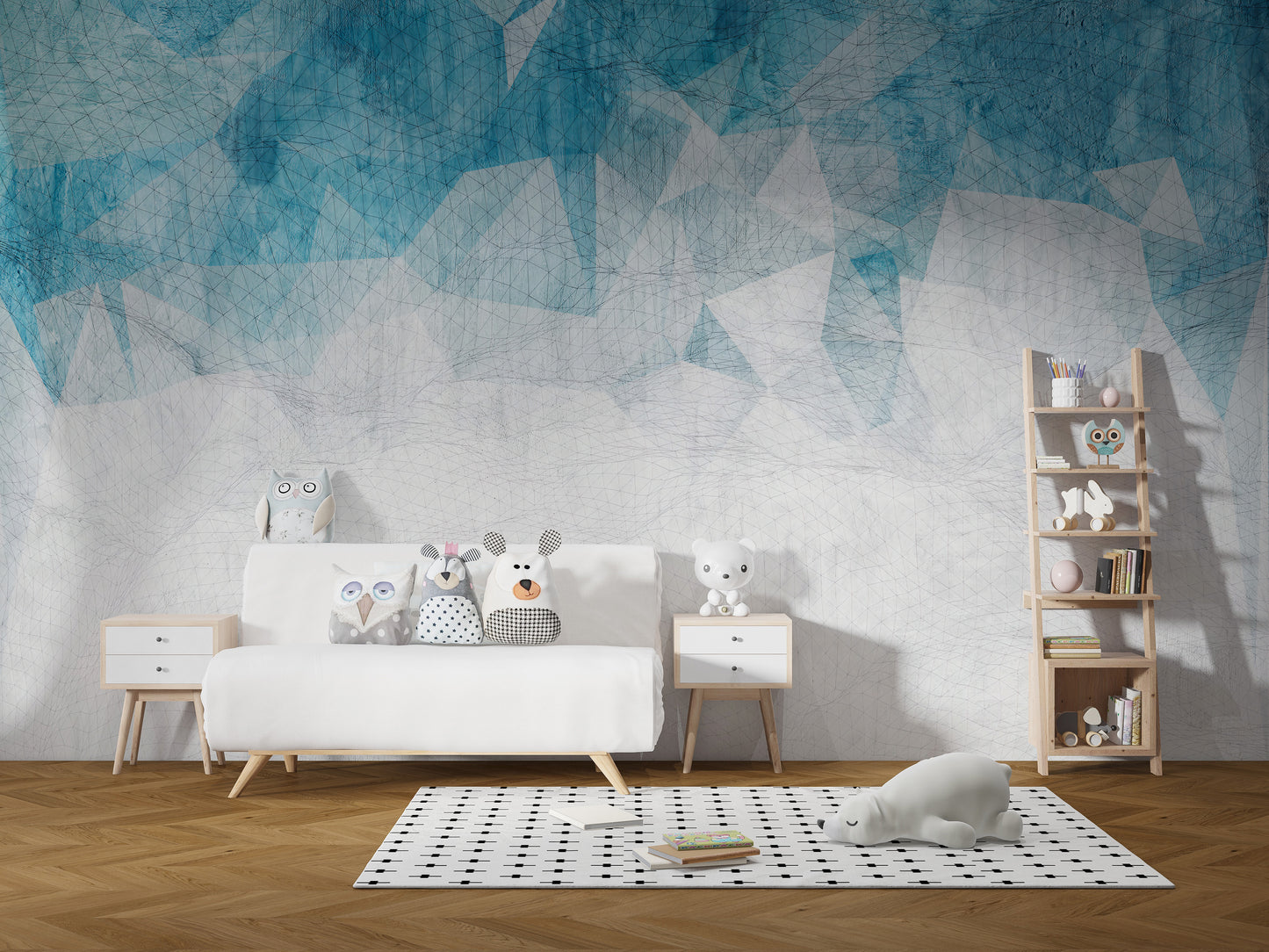 Crumbled Blue Color Wallpaper Murals