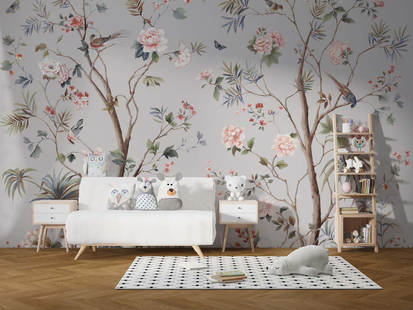 Chinoiserie Floral Design Wallpaper Mural
