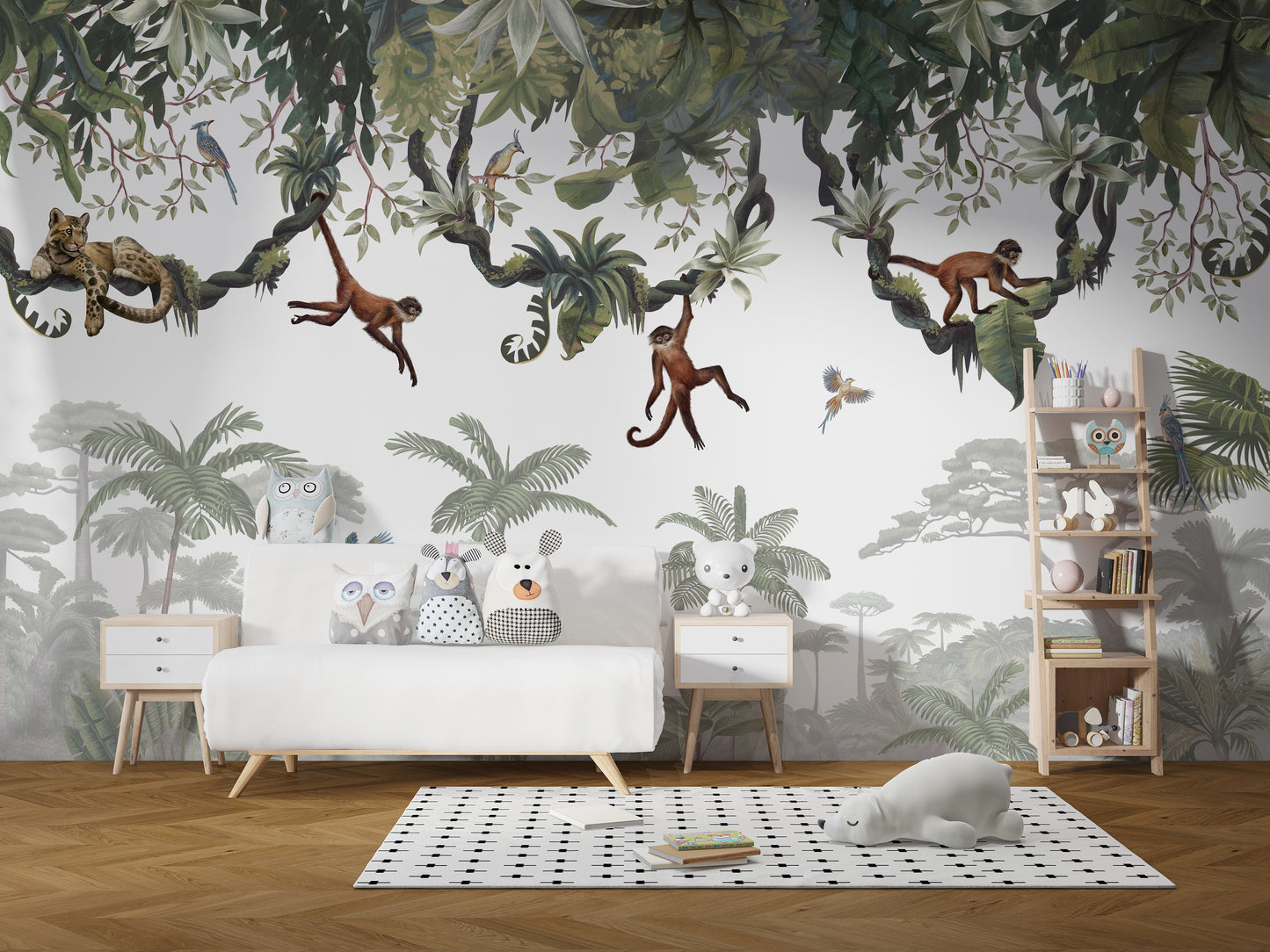 Cheeky Hanging monkeys wallpaper murals - Giffywalls