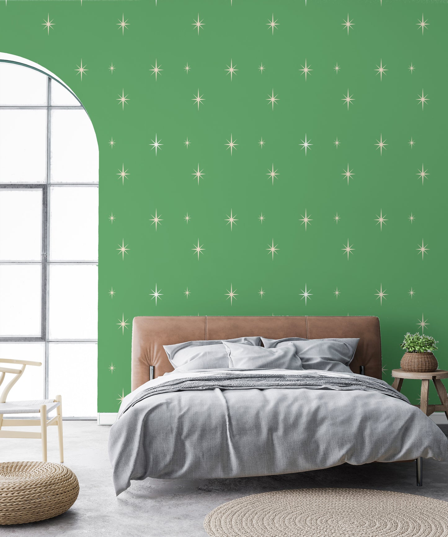 Elegant Starburst Green Background Wallpaper for walls
