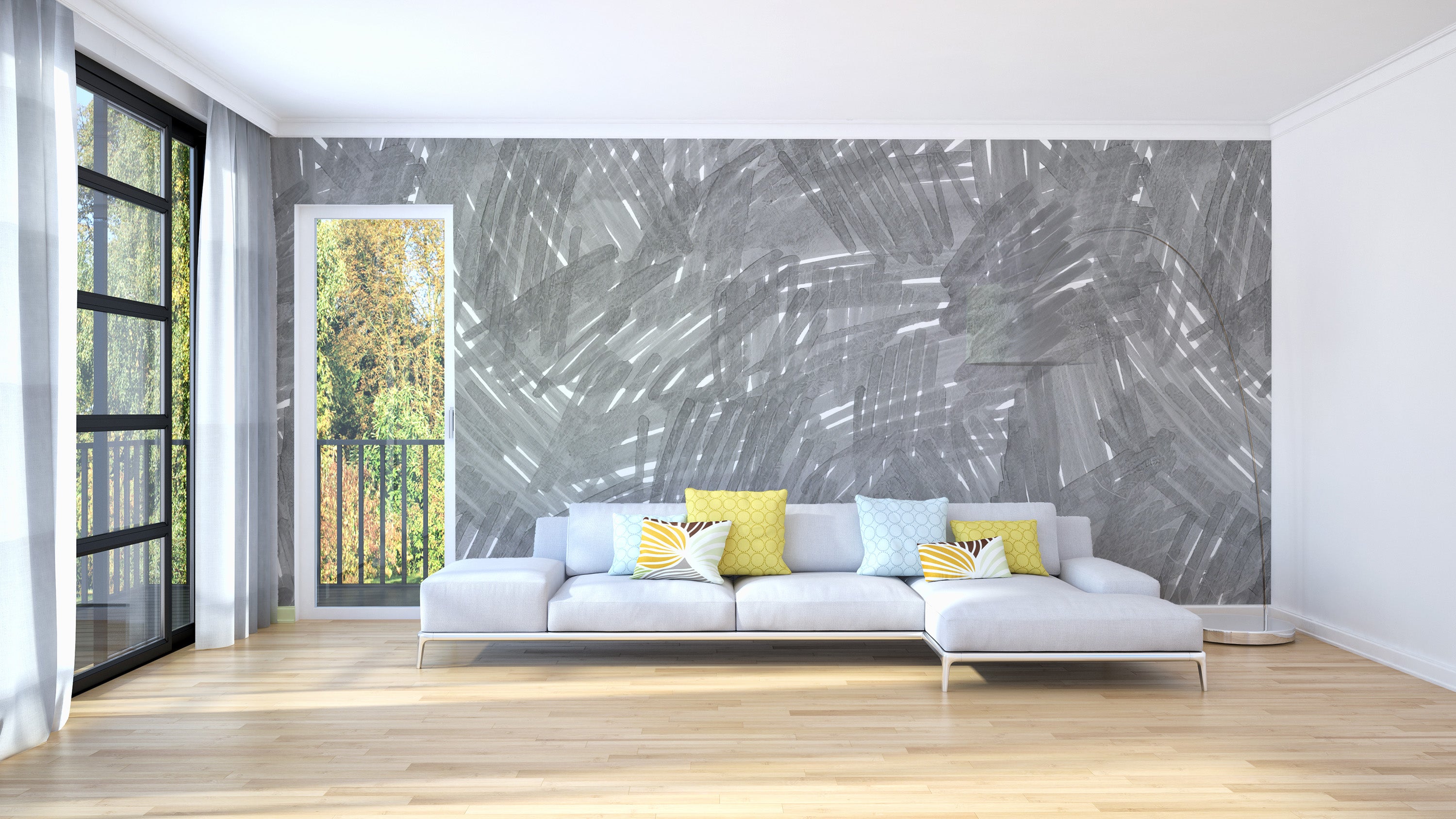 Artistic slate-inspired wall mural