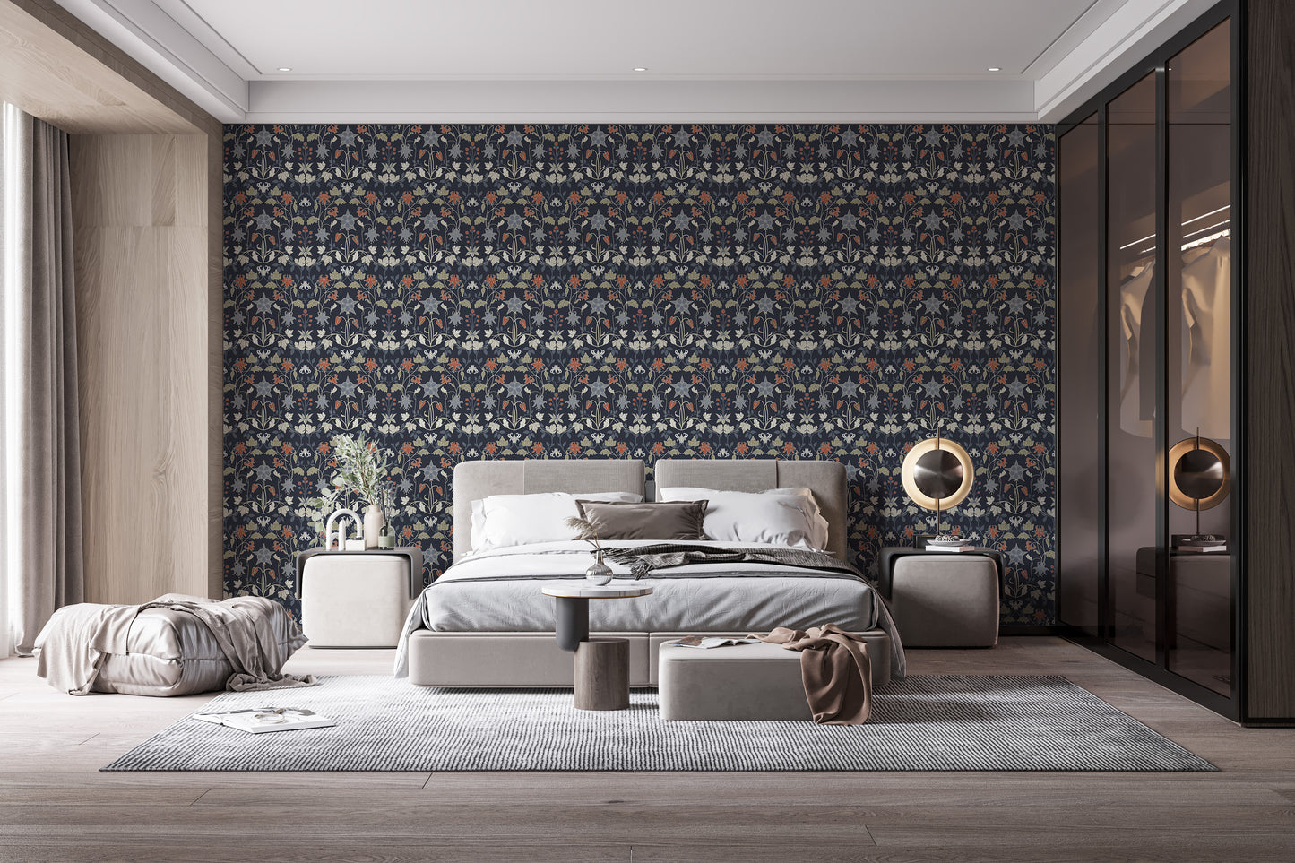 Ornate floral wallpaper with Art Nouveau patterns