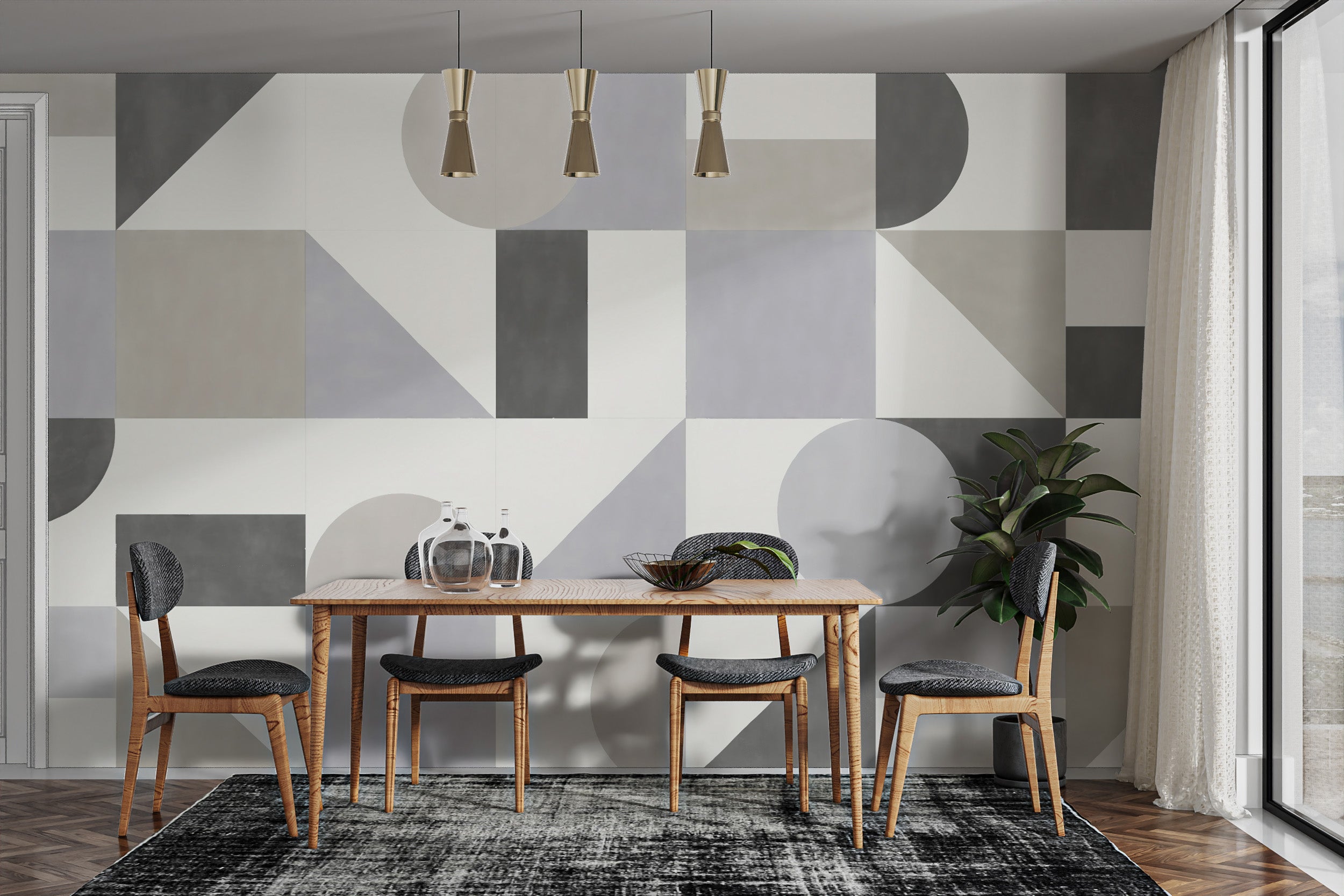 Contemporary abstract wall mural for modern interiors
