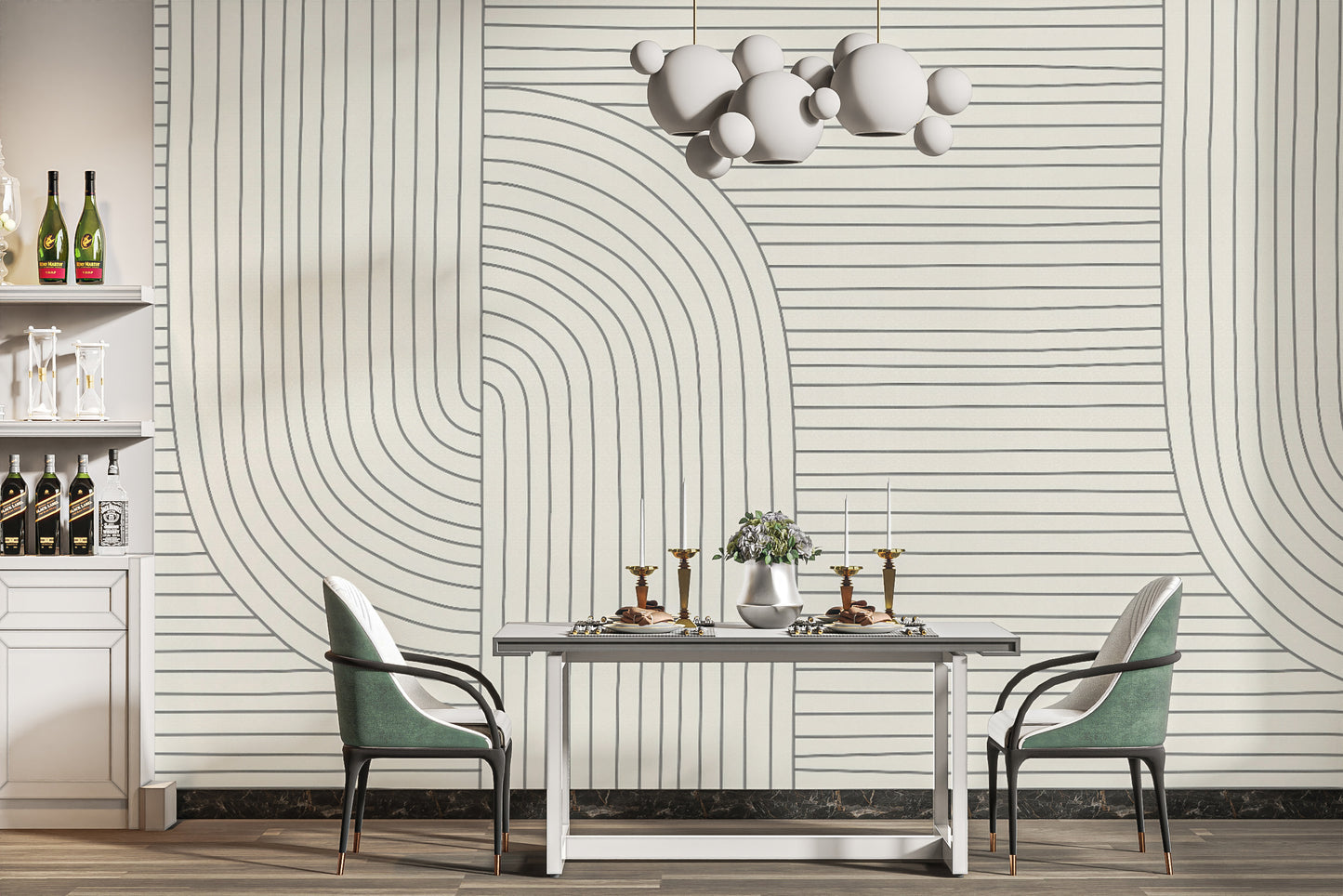 Art Deco-inspired geometric line wallpaper for walls
