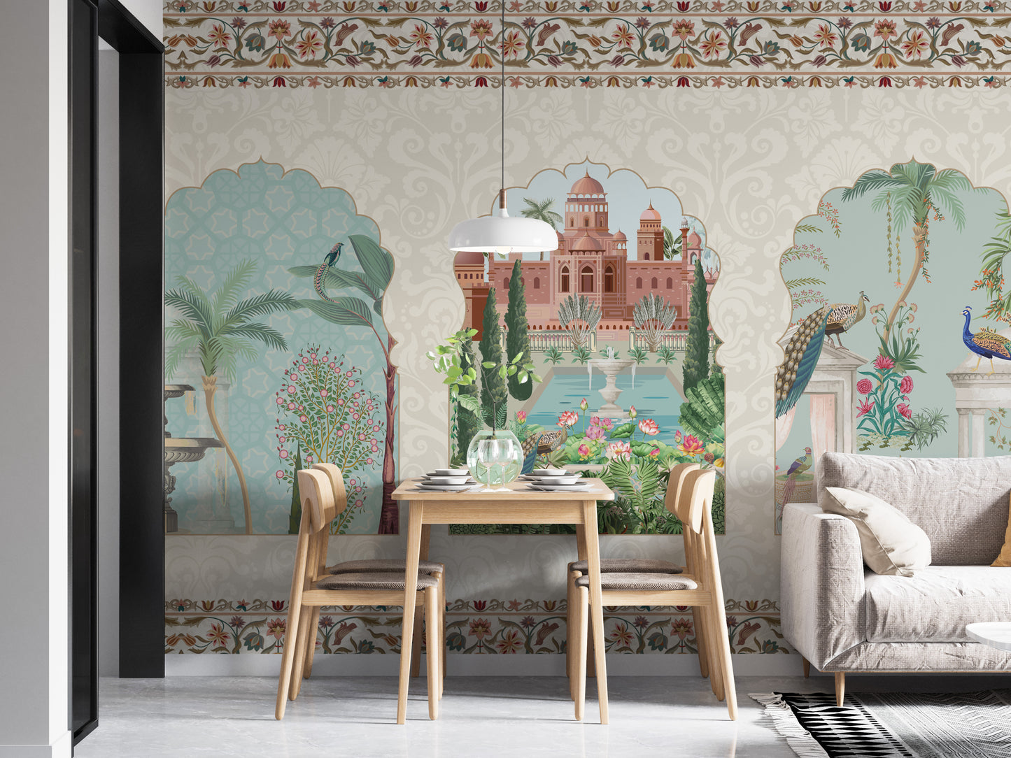 Palace-inspired gardens wallpaper mural for grandeur