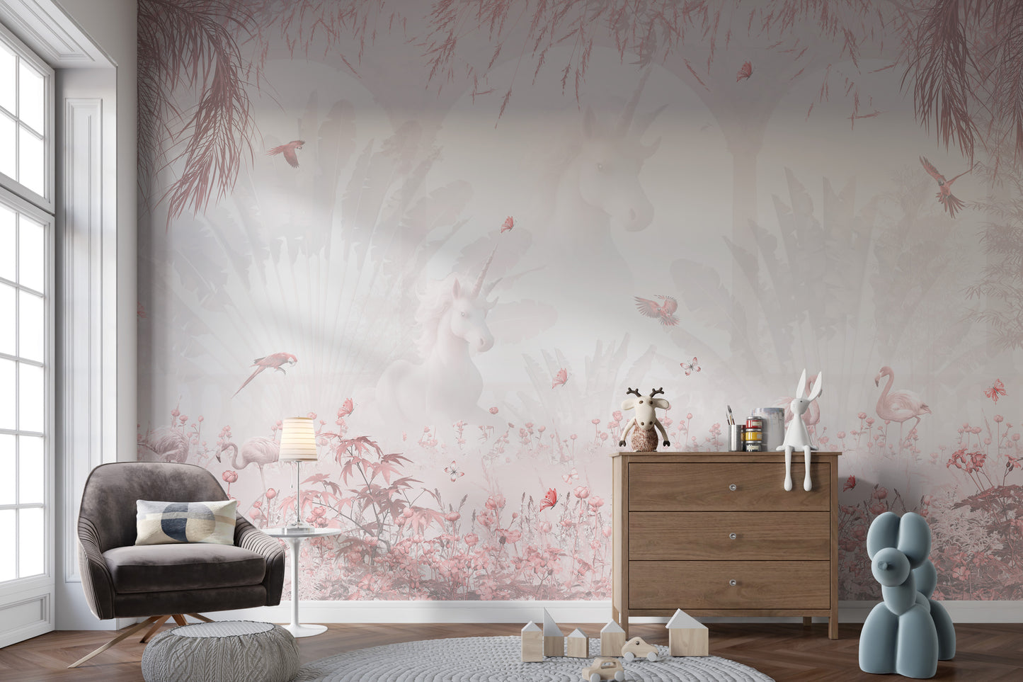 Serenity Blush Forest Mural