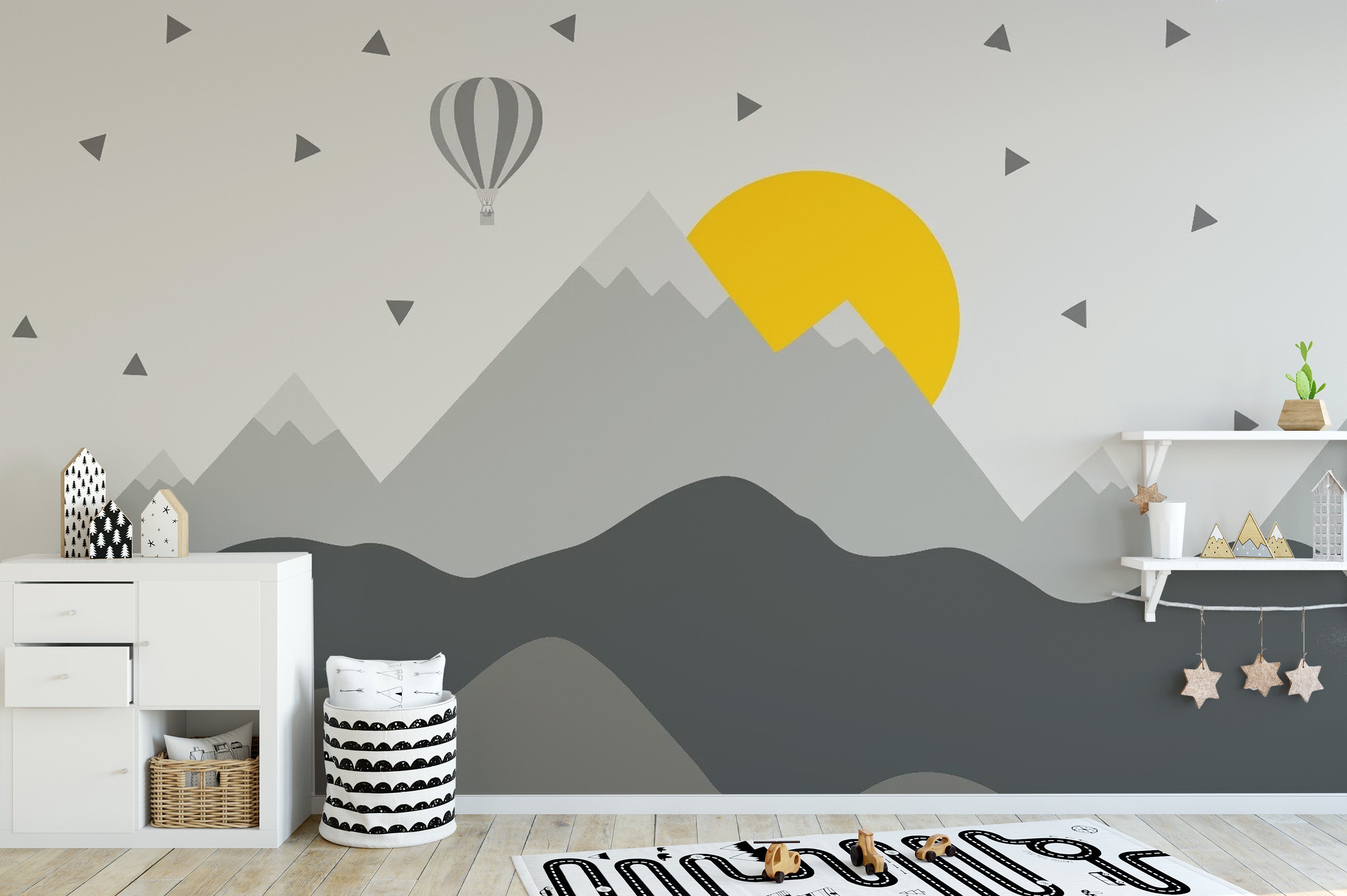 Scenic Dark Mountain with Stars in Sky Wallpaper Mural
