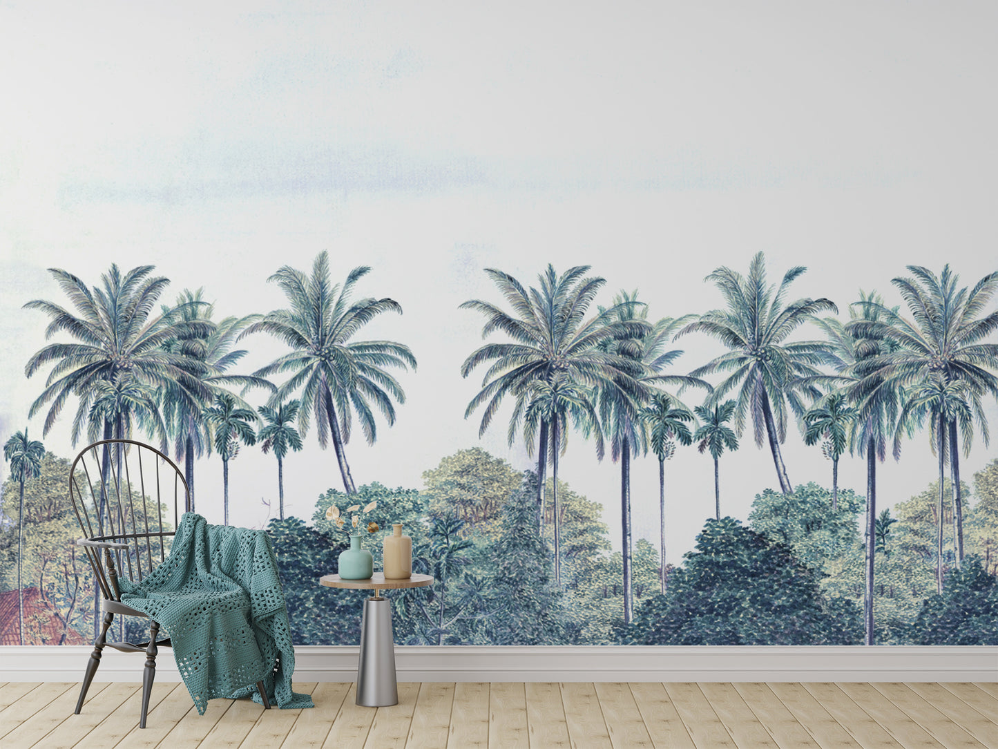 Lush tropical greenery wallpaper for interiors
