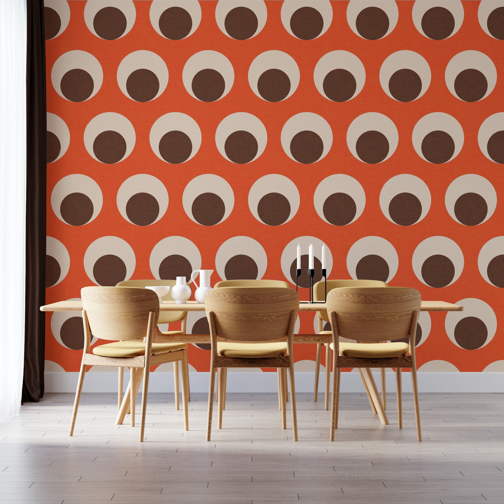 Bold orange dot wallpaper with retro style
