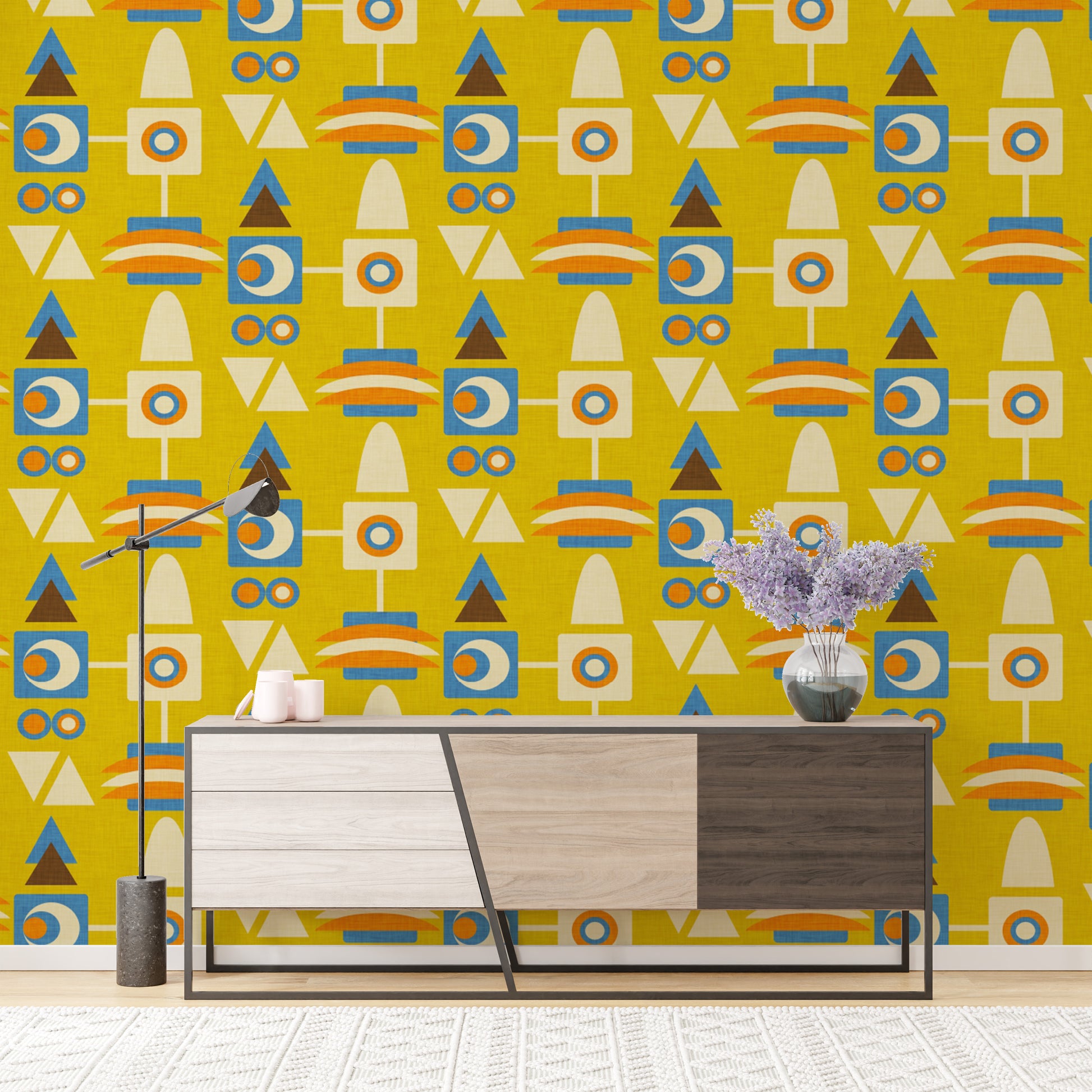 Bold retro wallpaper for vibrant room décor
