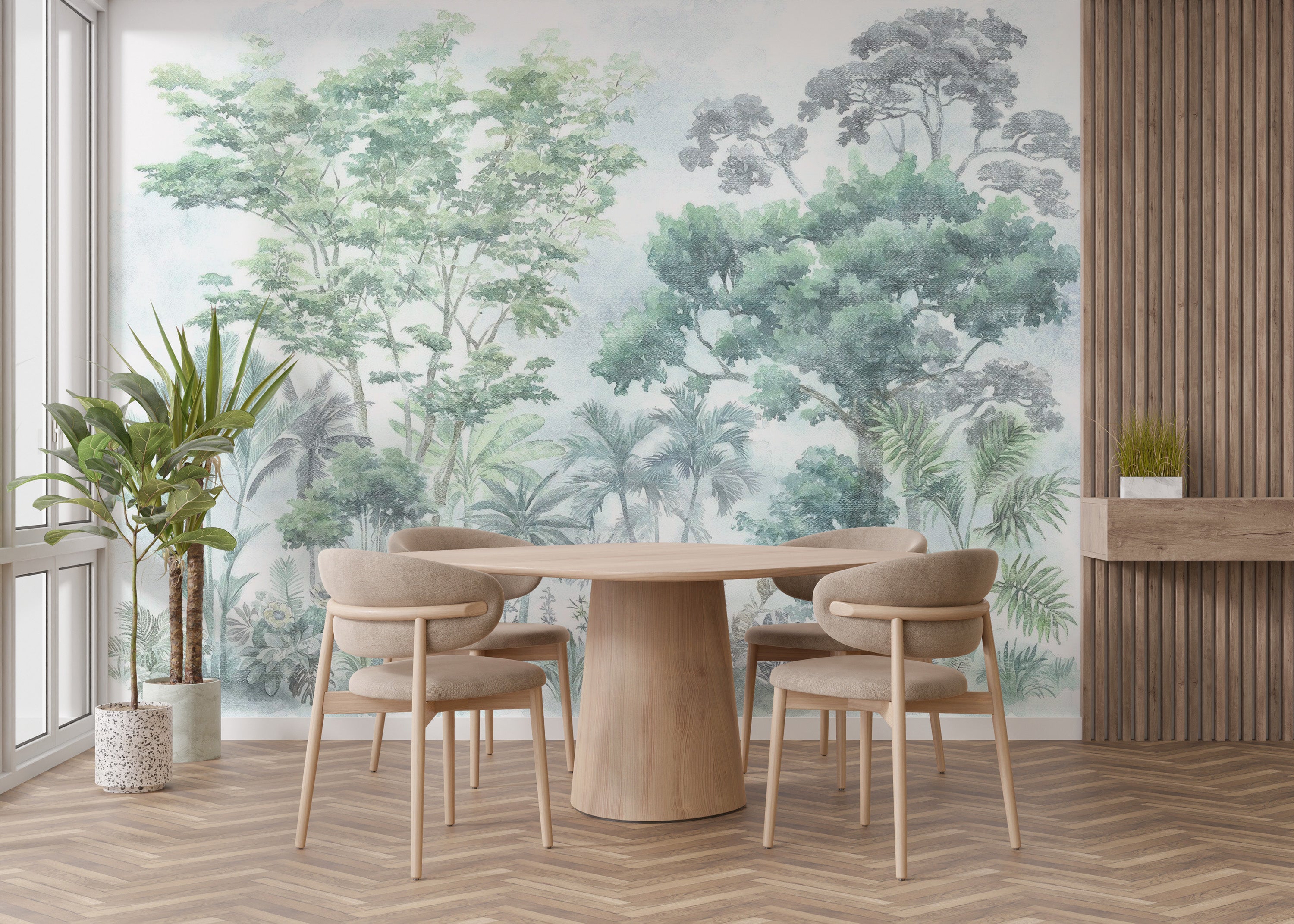 Decorative watercolour tropical jungle wallpaper product
