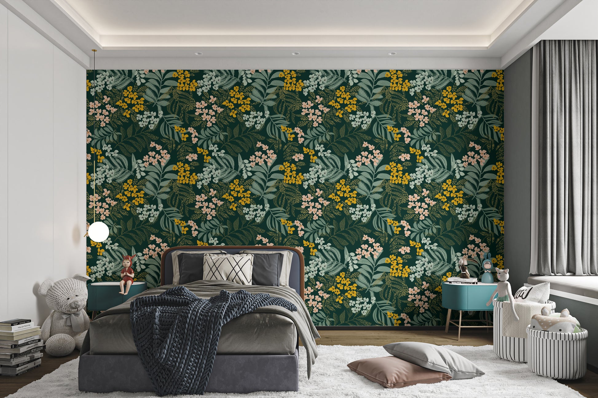 Elegant Whimsical Forest Flora Wall Mural
