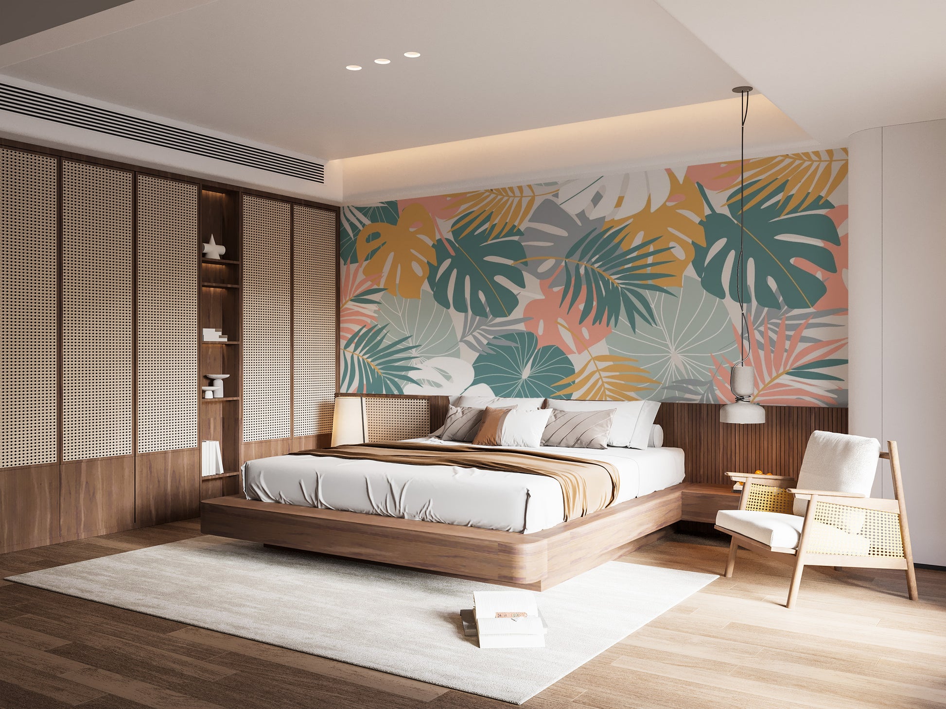 Colorful Tropical Leaves Wallpaper Mural for Walls