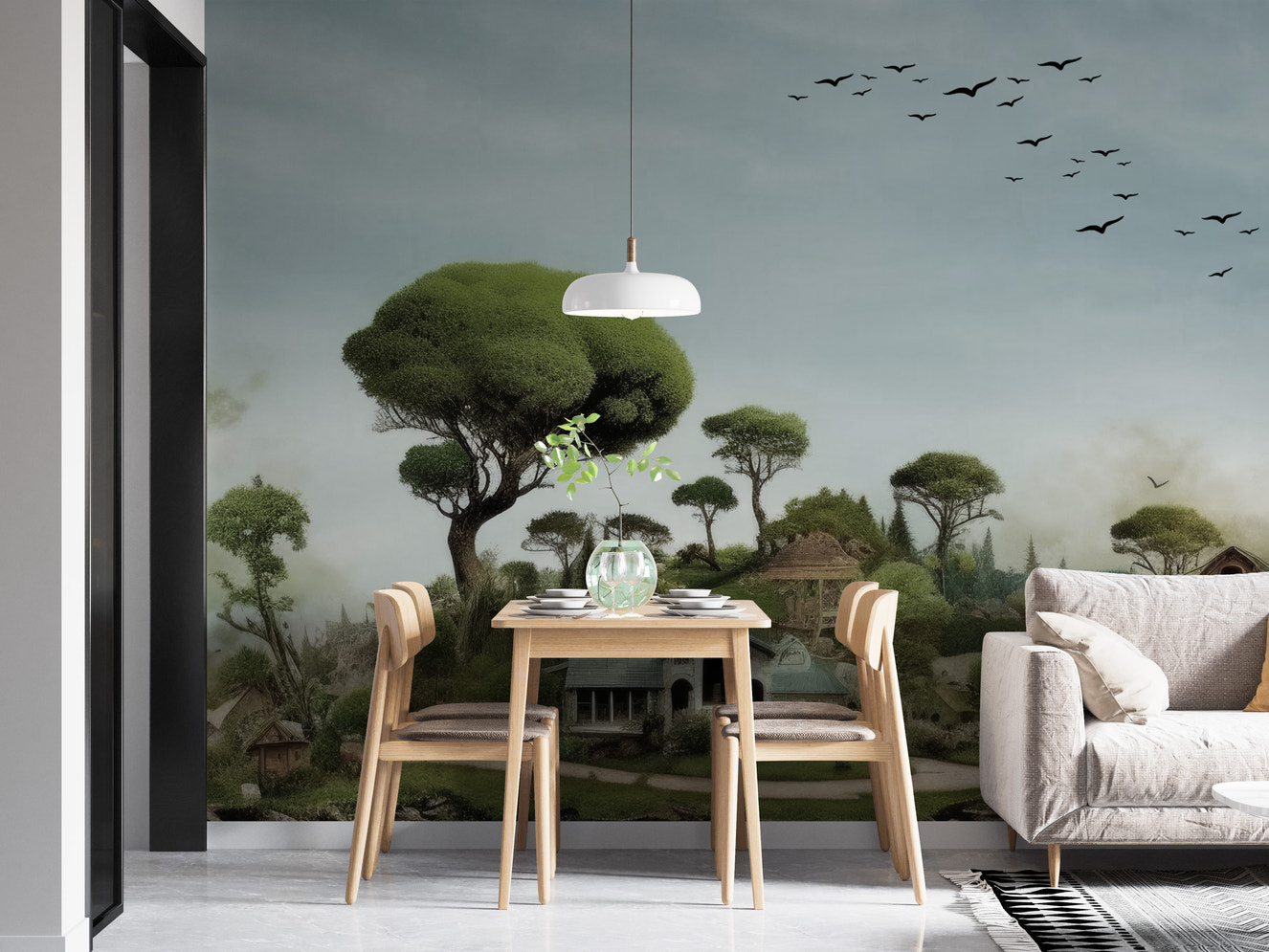 Mystical glade wallpaper mural with enchanting forest scenes