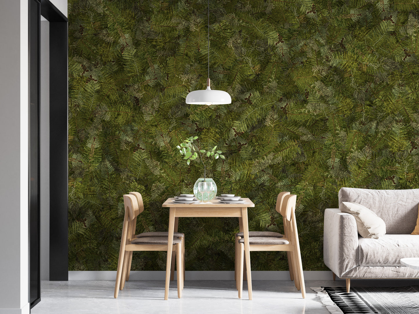 Green Embroidery Ferns Bracken Wallpaper Murals