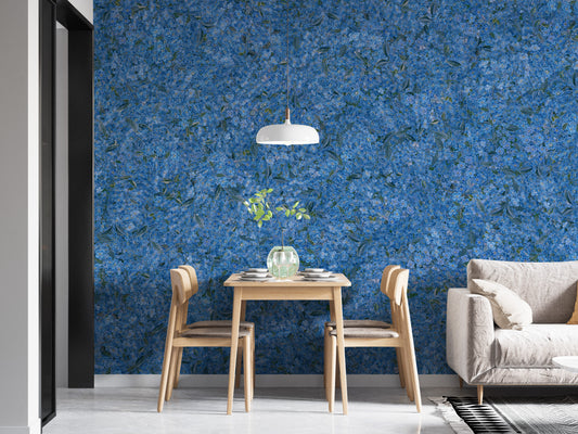 Blue flower embroidery wallpaper murals
