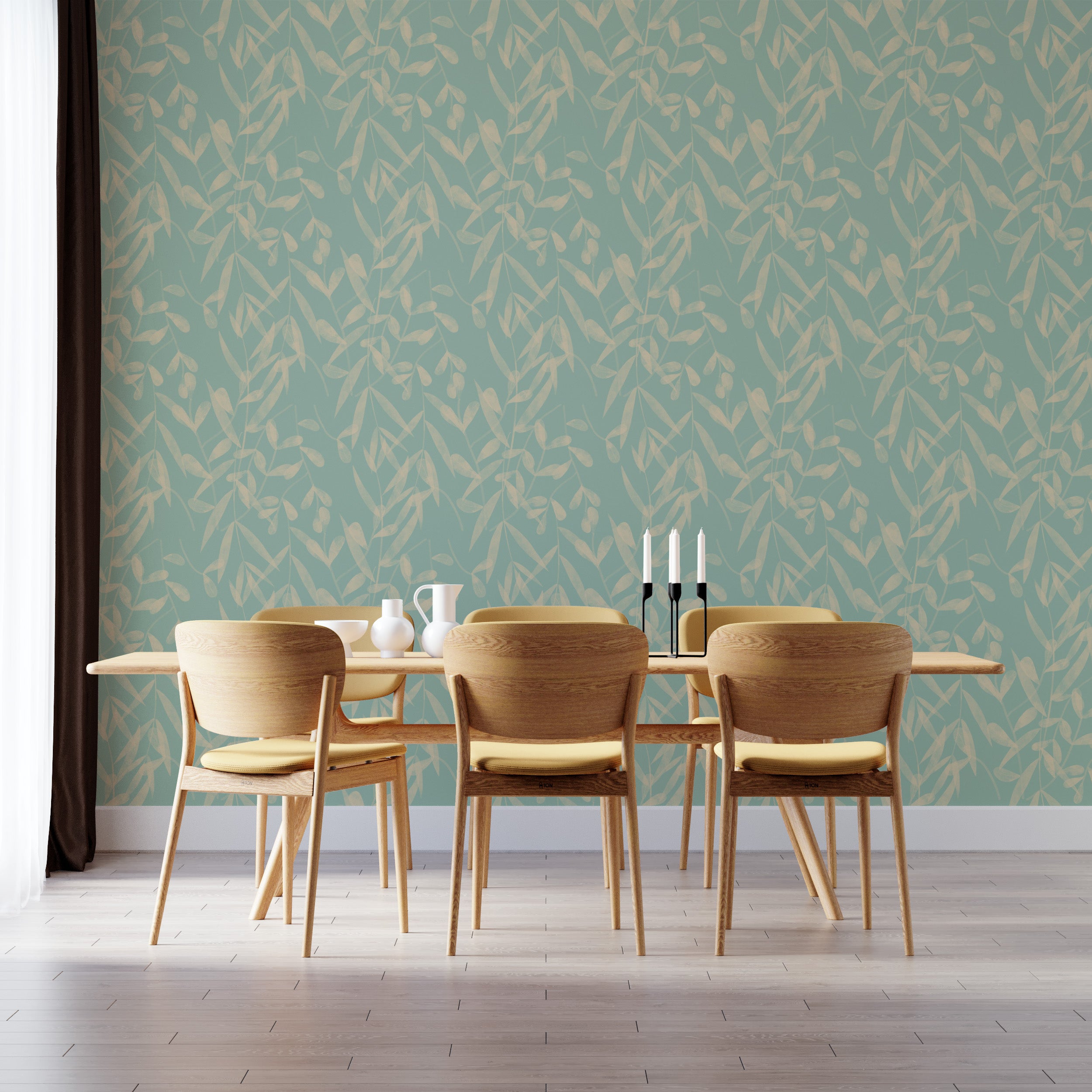 Subtle floral blue wallpaper for walls
