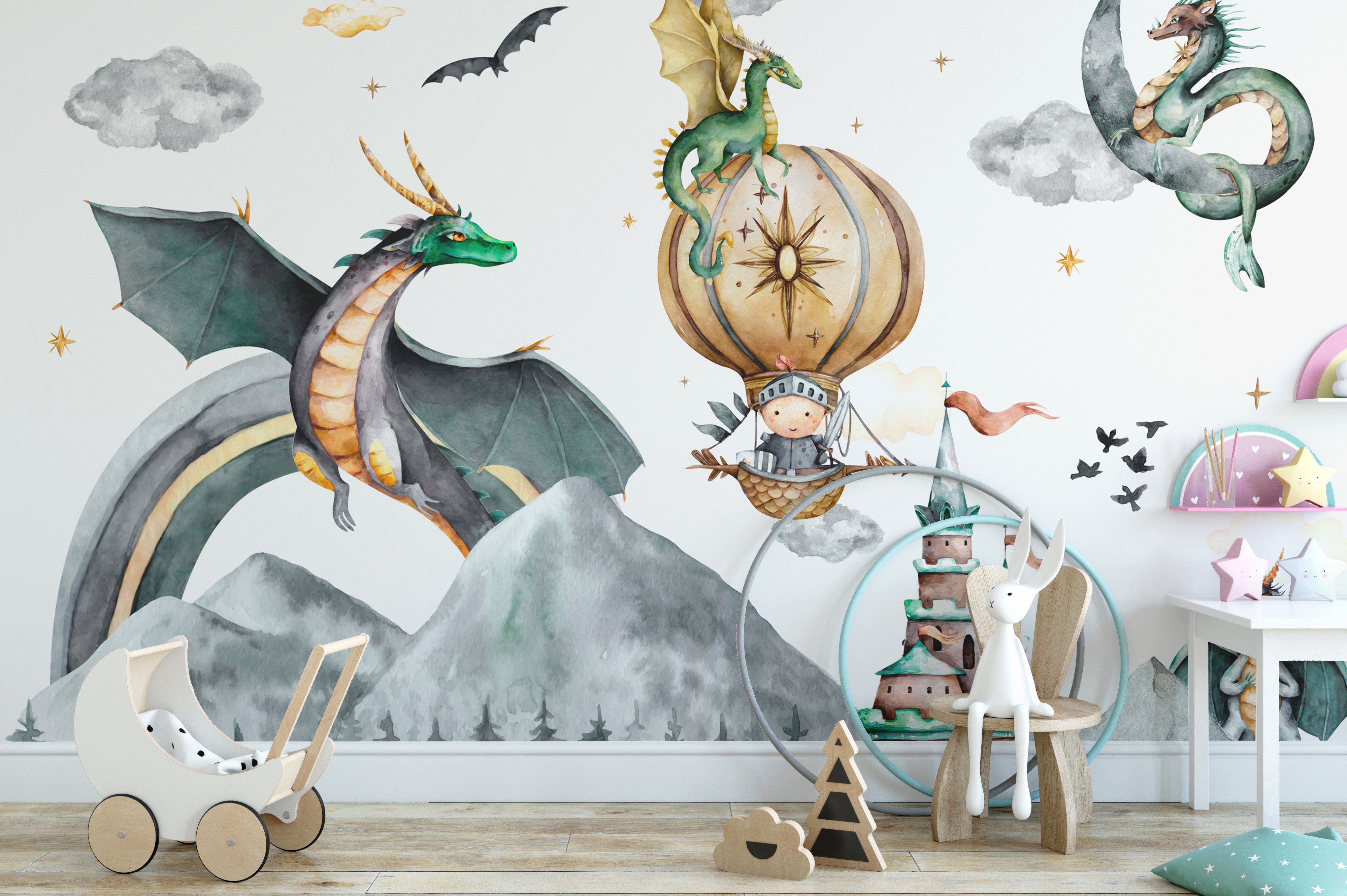 Mystical Mountain Dragon wall decor wallpaper