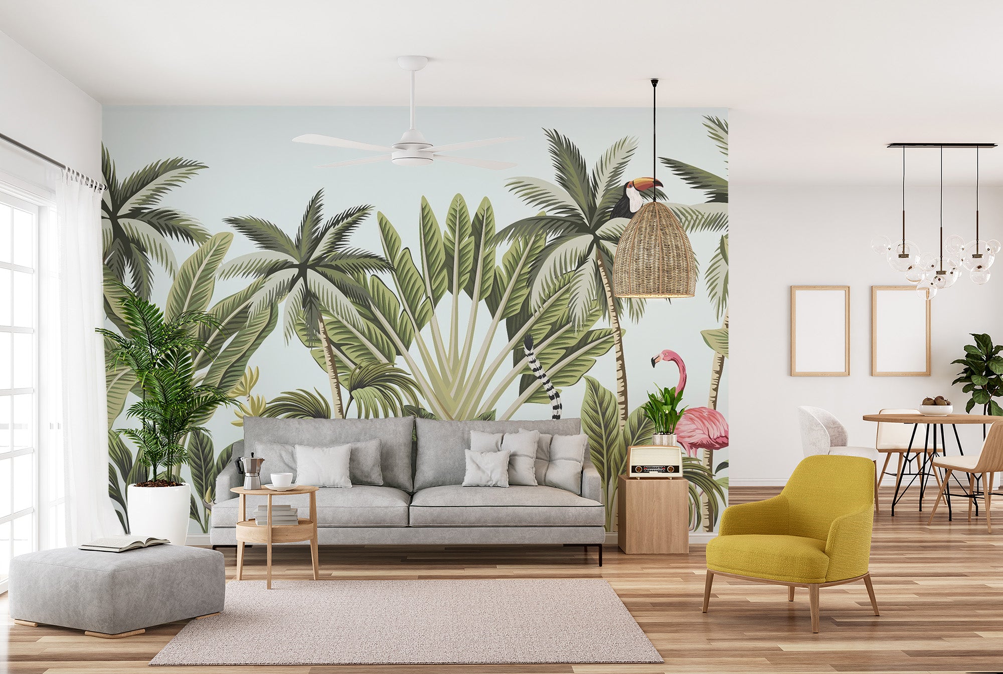 Tropical Plants & Animals Wallpaper Mural
